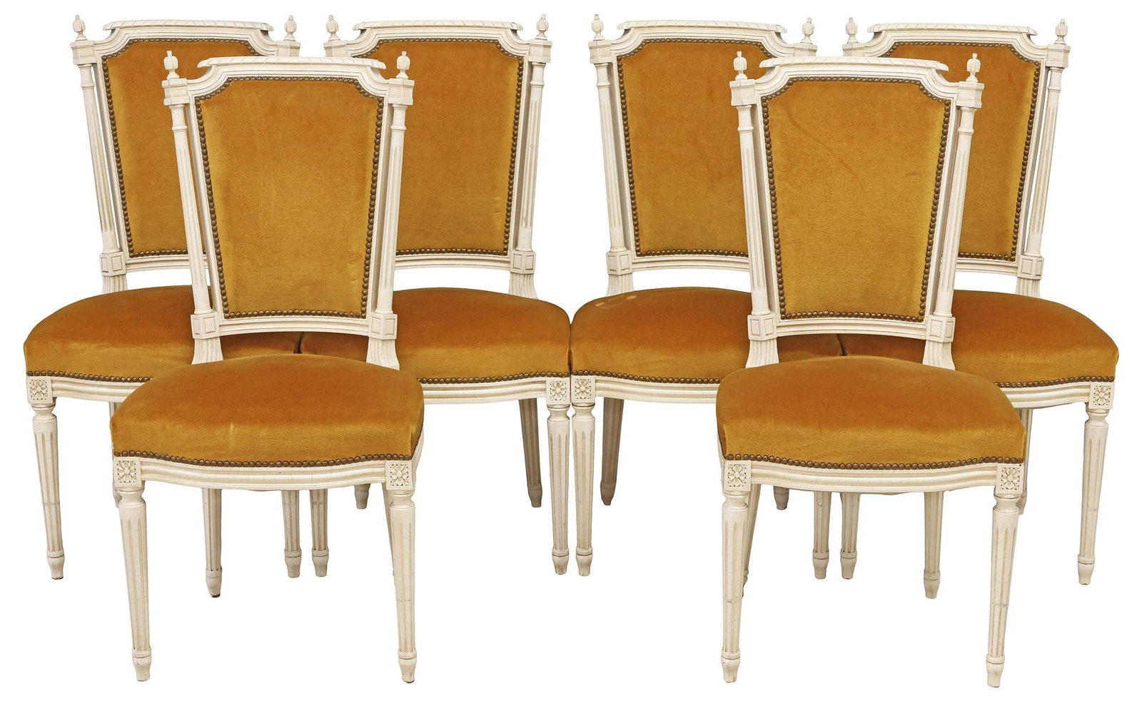 (6) FRENCH LOUIS XVI STYLE PAINTED & UPHOLSTERED DINING CHAIRS (1 of 3)