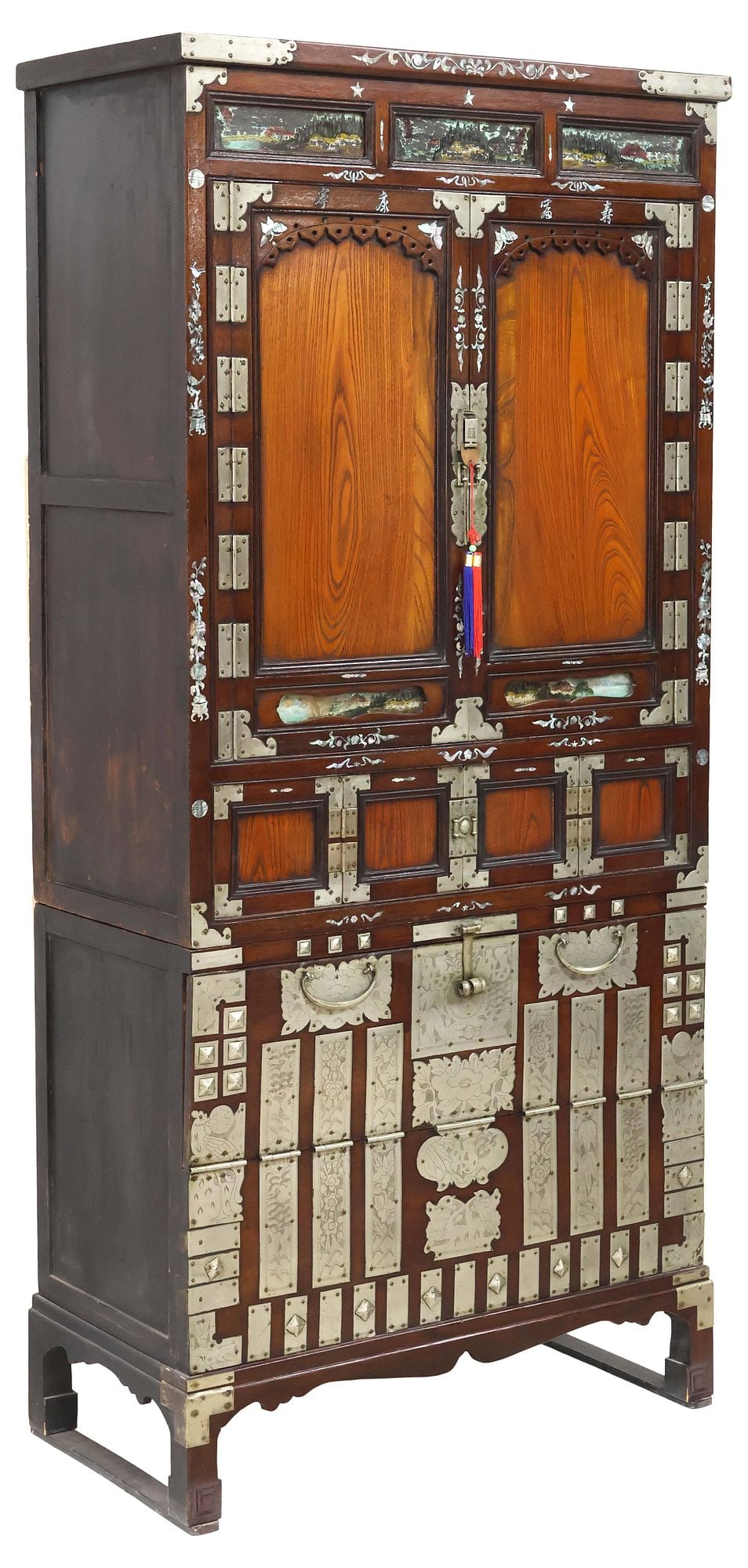 KOREAN MOTHER-OF-PEARL INLAID HARDWOOD STACKING NONG CABINET (1 of 11)