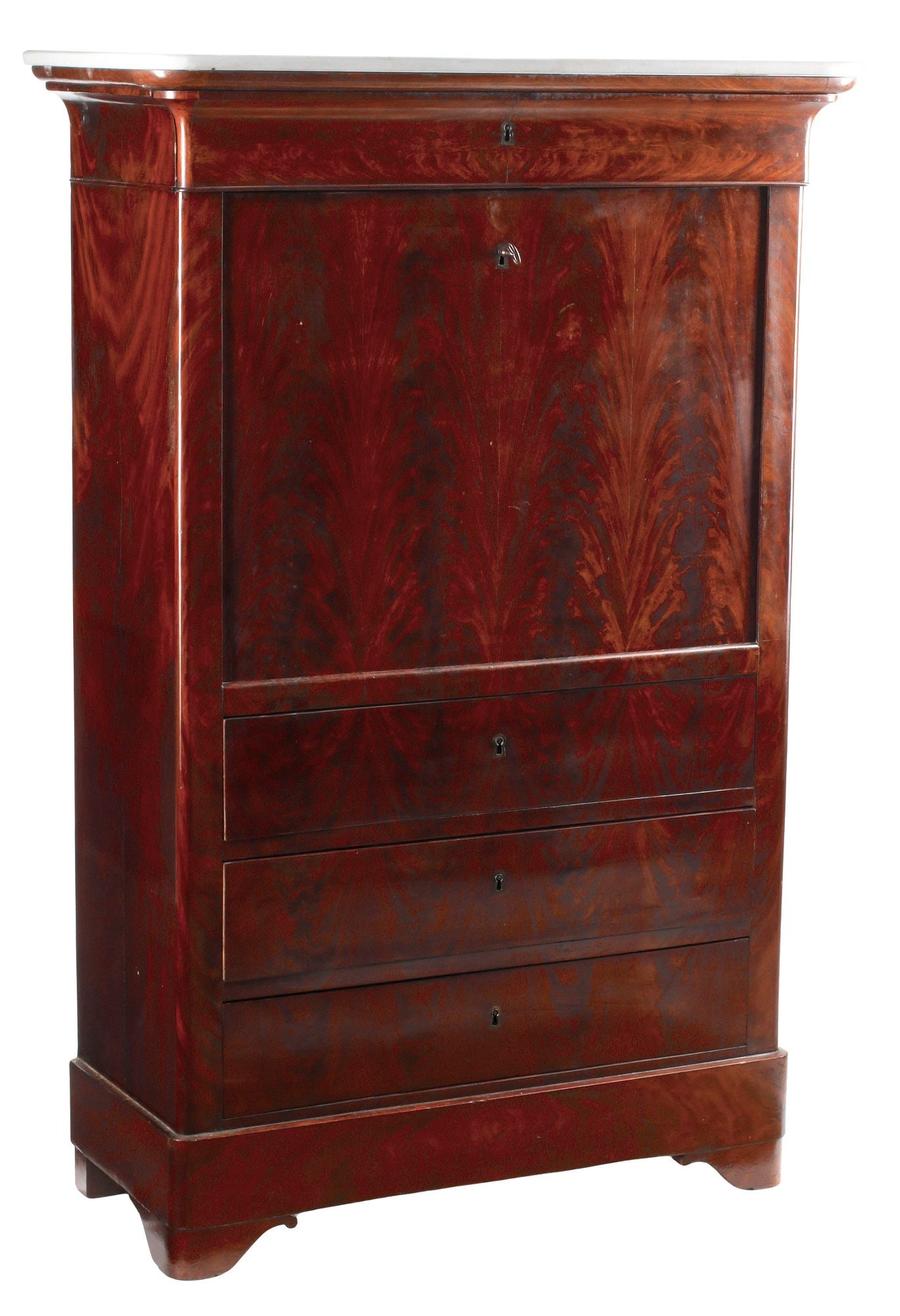 FRENCH LOUIS PHILIPPE PERIOD FLAME MAHOGANY FALL-FRONT SECRETARY (1 of 7)