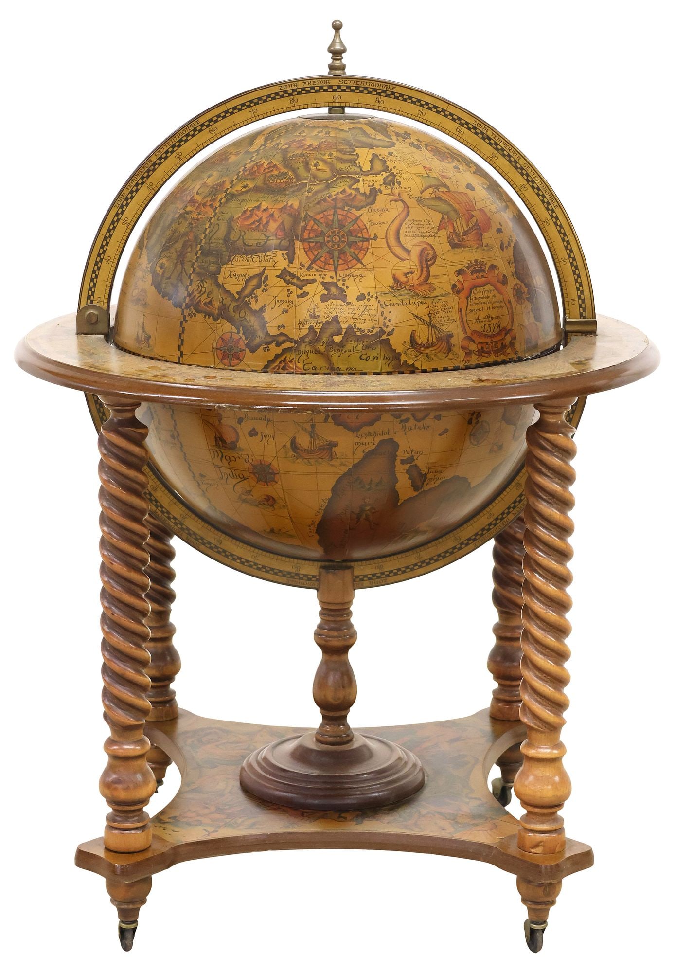 TERRESTRIAL GLOBE-FORM BAR CART WITH ZODIAC MOTIFS (1 of 8)
