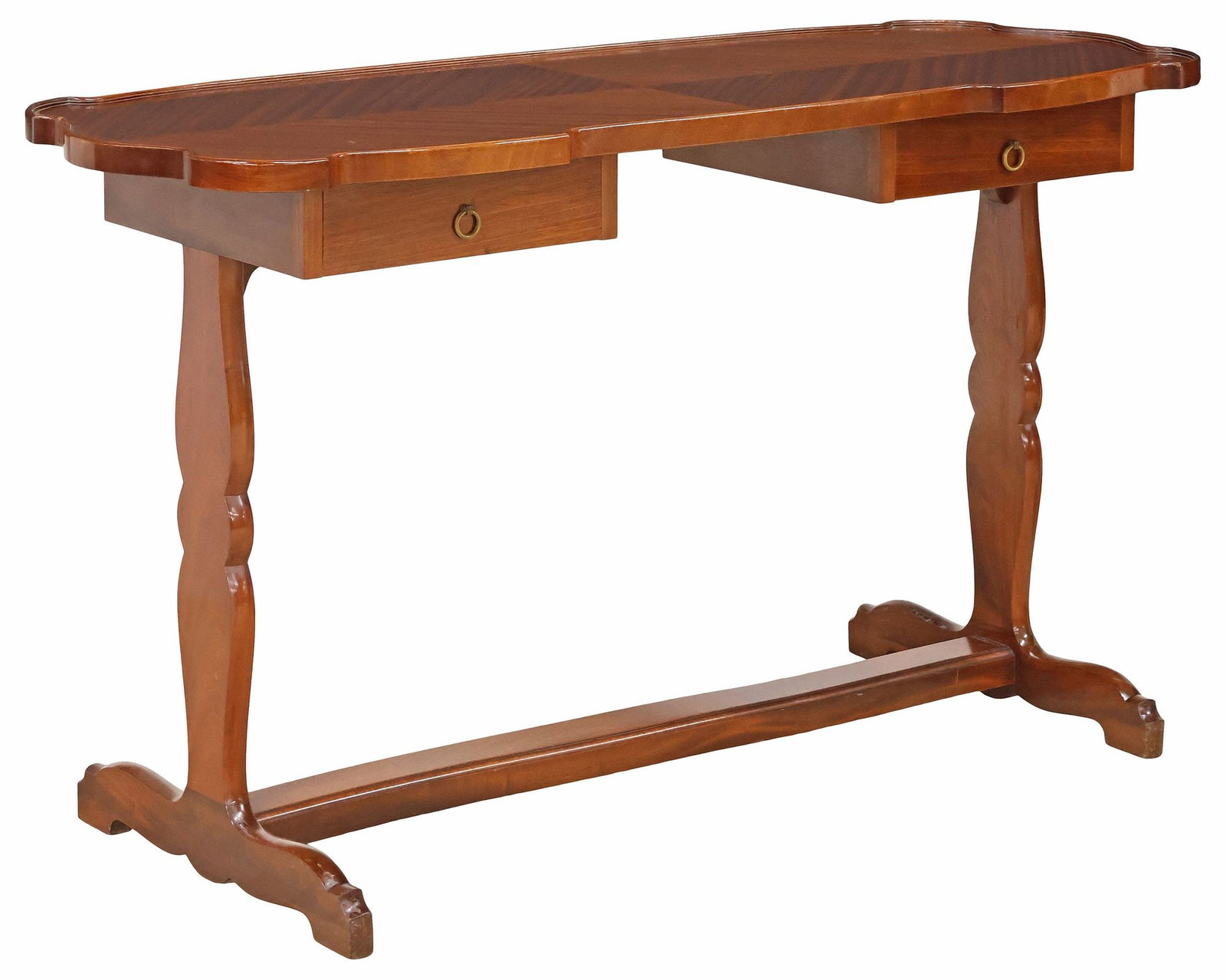 LOUIS XVI STYLE MATCHED VENEER MAHOGANY 2-DRAWER WRITING TABLE (1 of 5)