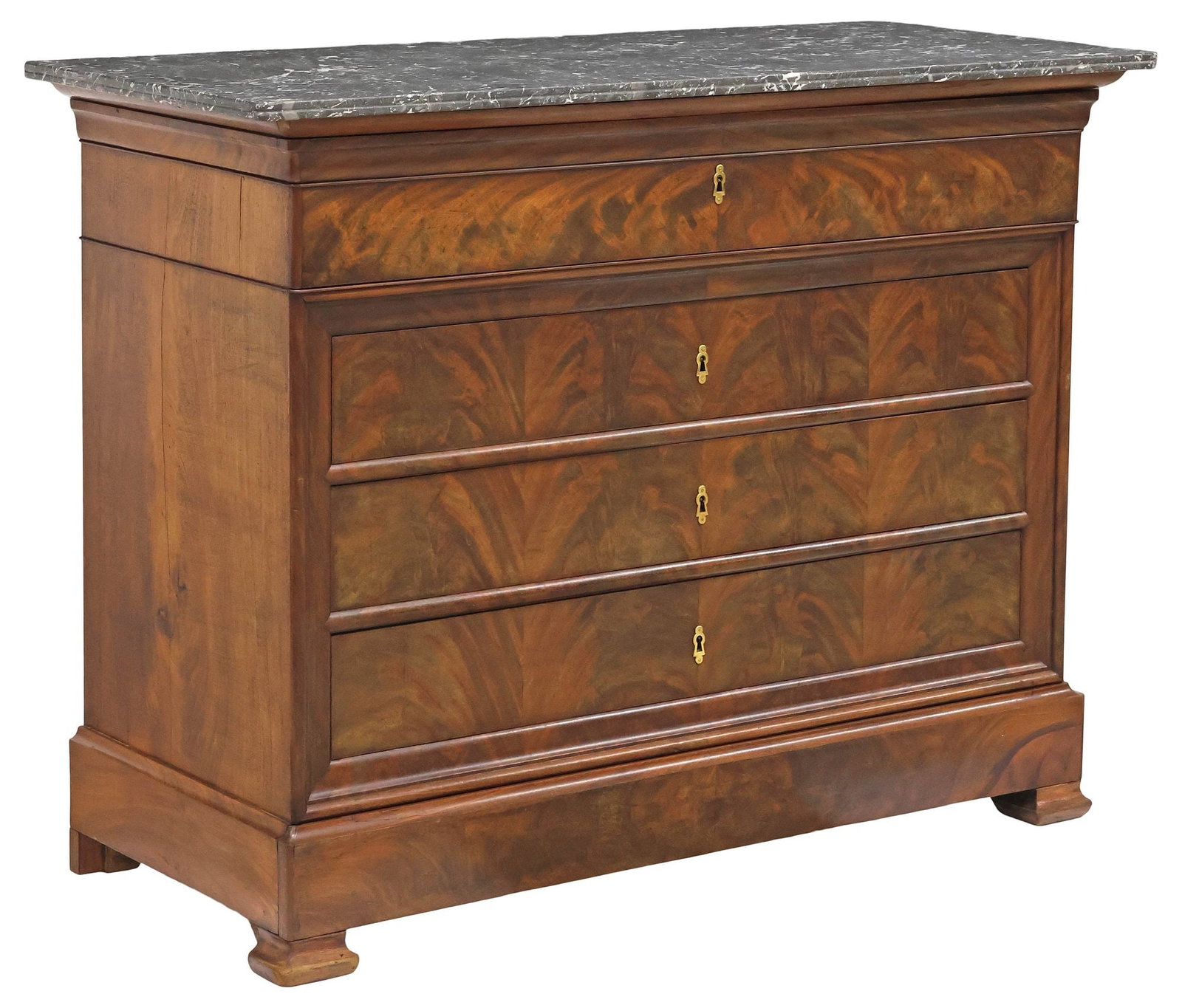 FRENCH LOUIS PHILIPPE PERIOD MARBLE-TOP MAHOGANY SECRETARY COMMODE (1 of 9)