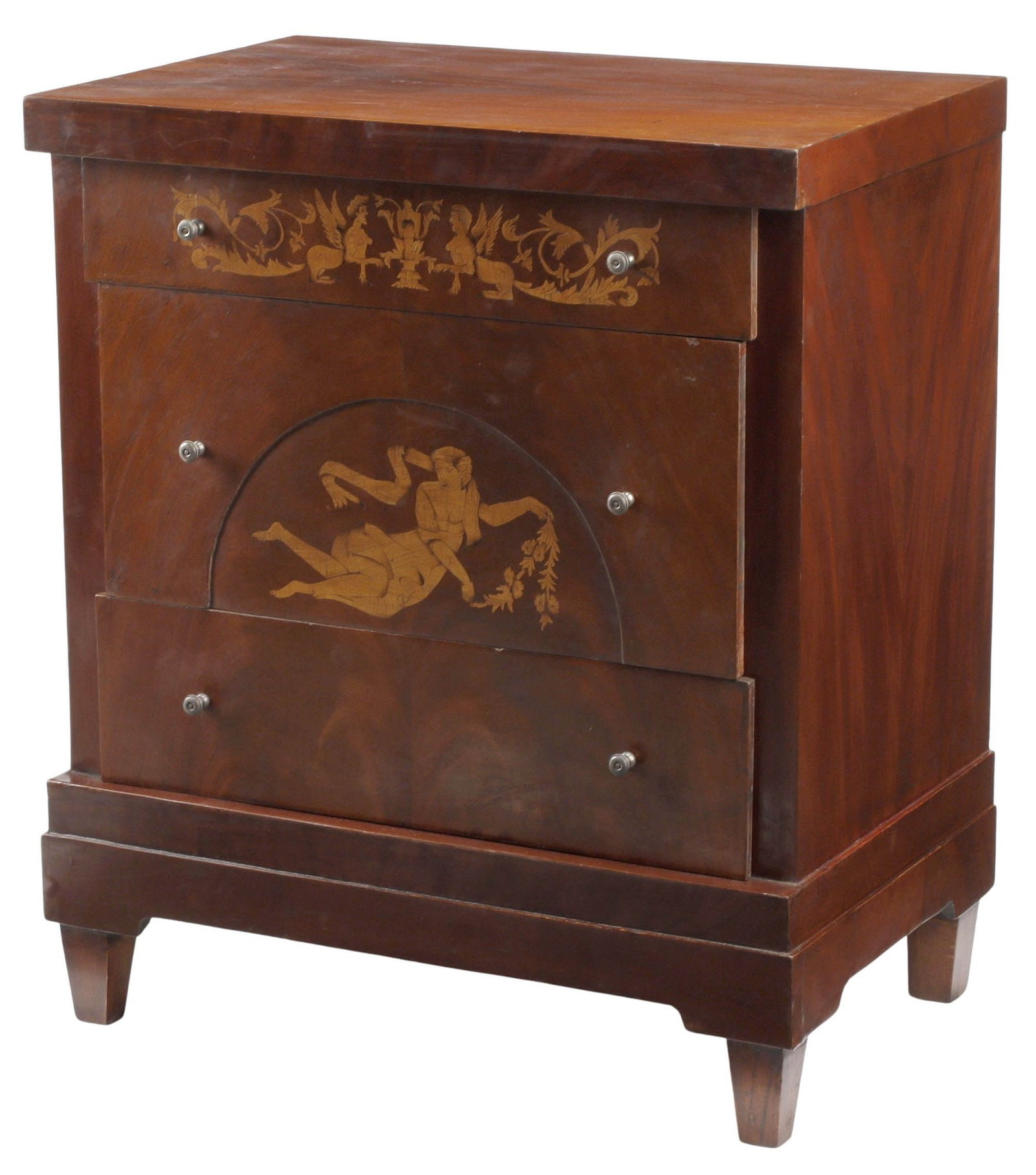 BIEDERMEIER STYLE MARQUETRY-INLAID MAHOGANY COMMODE (1 of 5)
