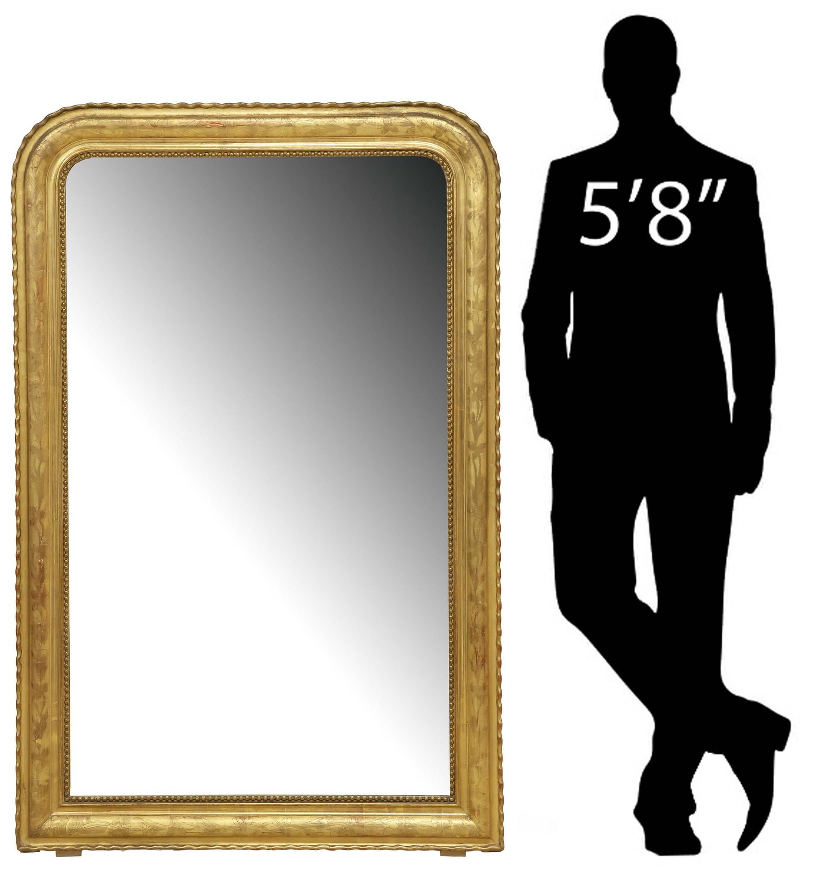 FRENCH LOUIS PHILIPPE PERIOD GILTWOOD WALL MIRROR, 62.5" X 40" (1 of 4)