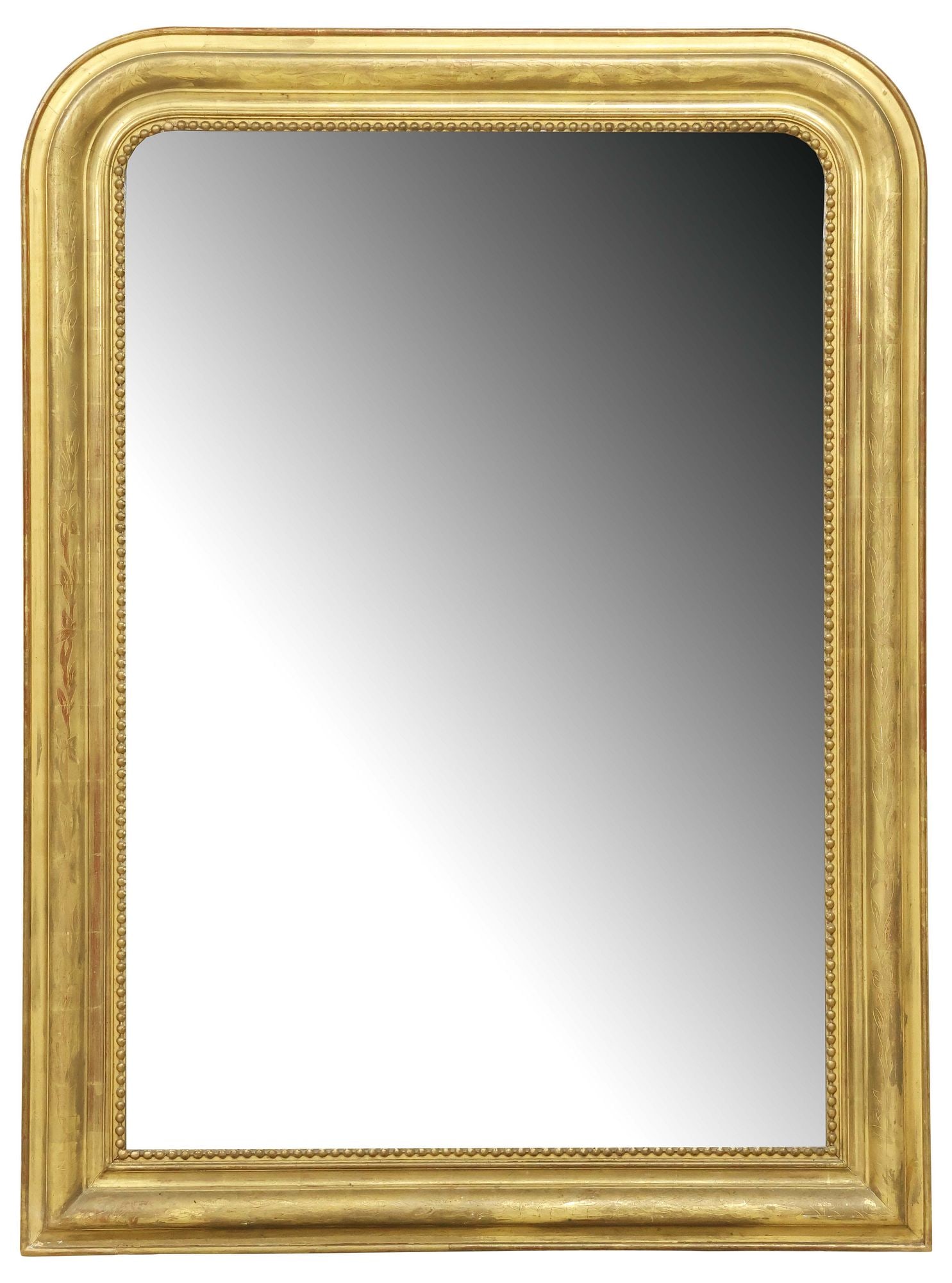 FRENCH LOUIS PHILIPPE PERIOD GILTWOOD WALL MIRROR, 52" X 38" (1 of 3)