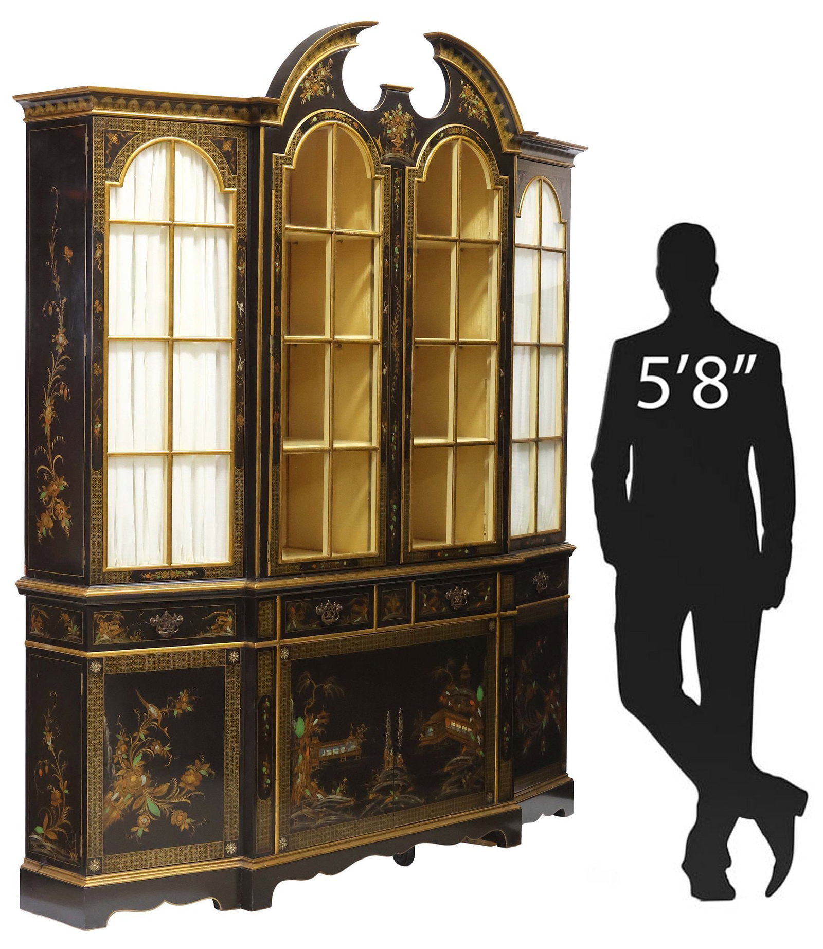 SCHMIEG & KOTZIAN (ATTRIB.) PARCEL-GILT & LACQUERED BREAKFRONT CABINET (1 of 8)