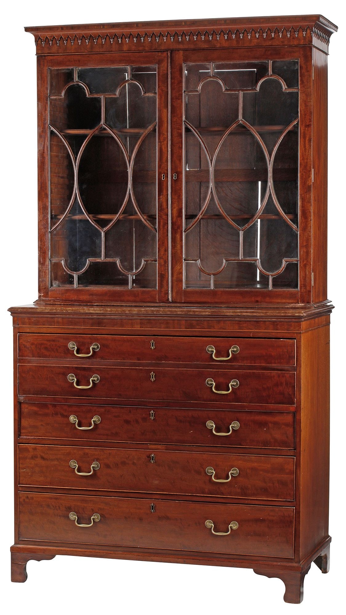 GEORGE III GLAZED MAHOGANY FALL-FRONT SECRETARY BOOKCASE (1 of 10)