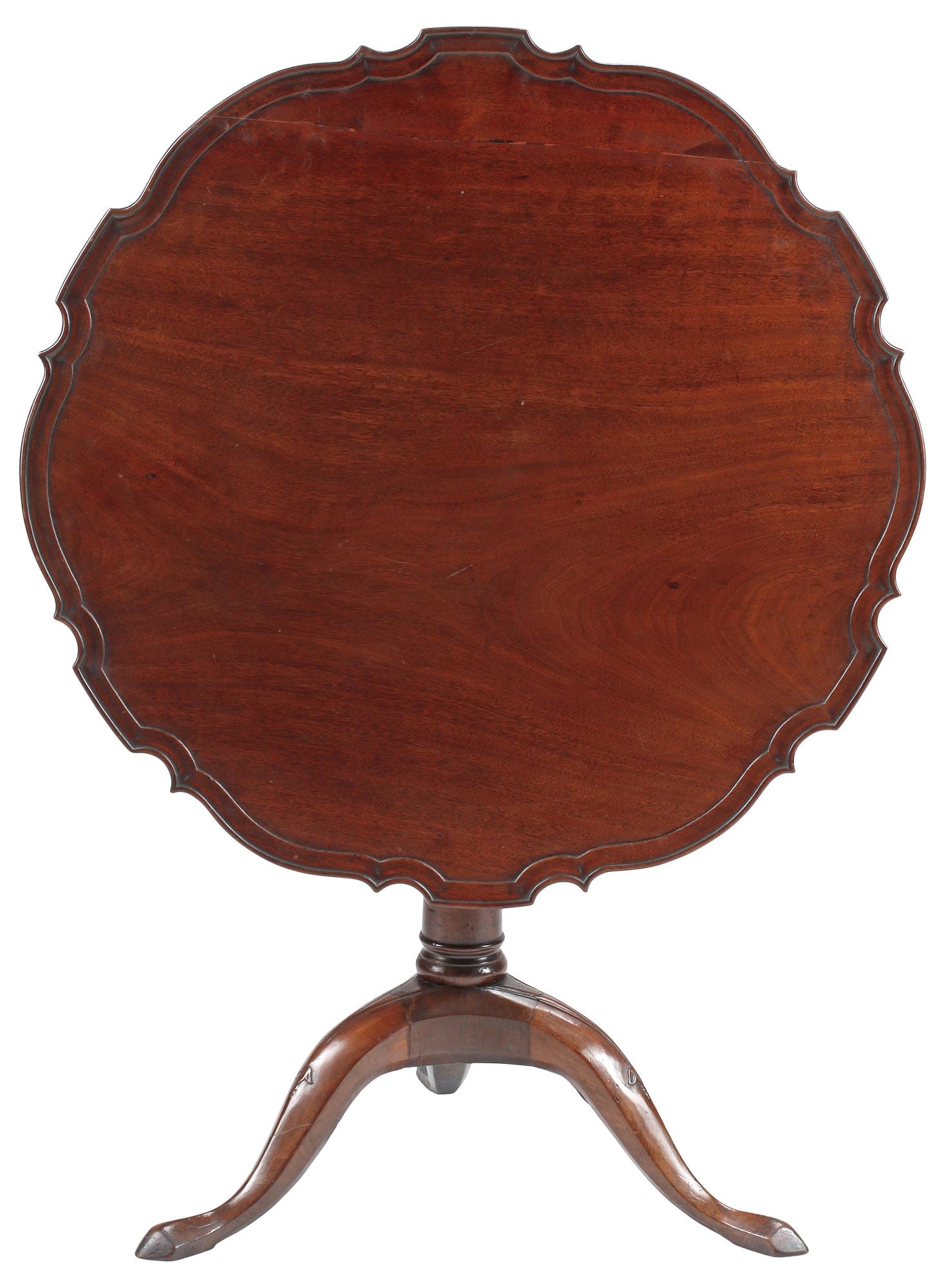 ENGLISH GEORGIAN PERIOD MAHOGANY PIE-CRUST TILT-TOP TEA TABLE (1 of 4)
