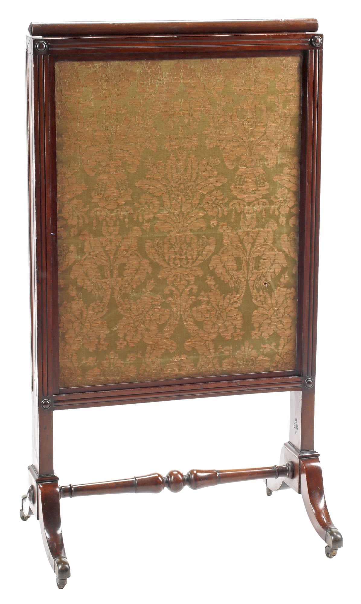 ENGLISH REGENCY UPHOLSTERED MAHOGANY SLIDING 3-PANEL FIREPLACE SCREEN (1 of 4)