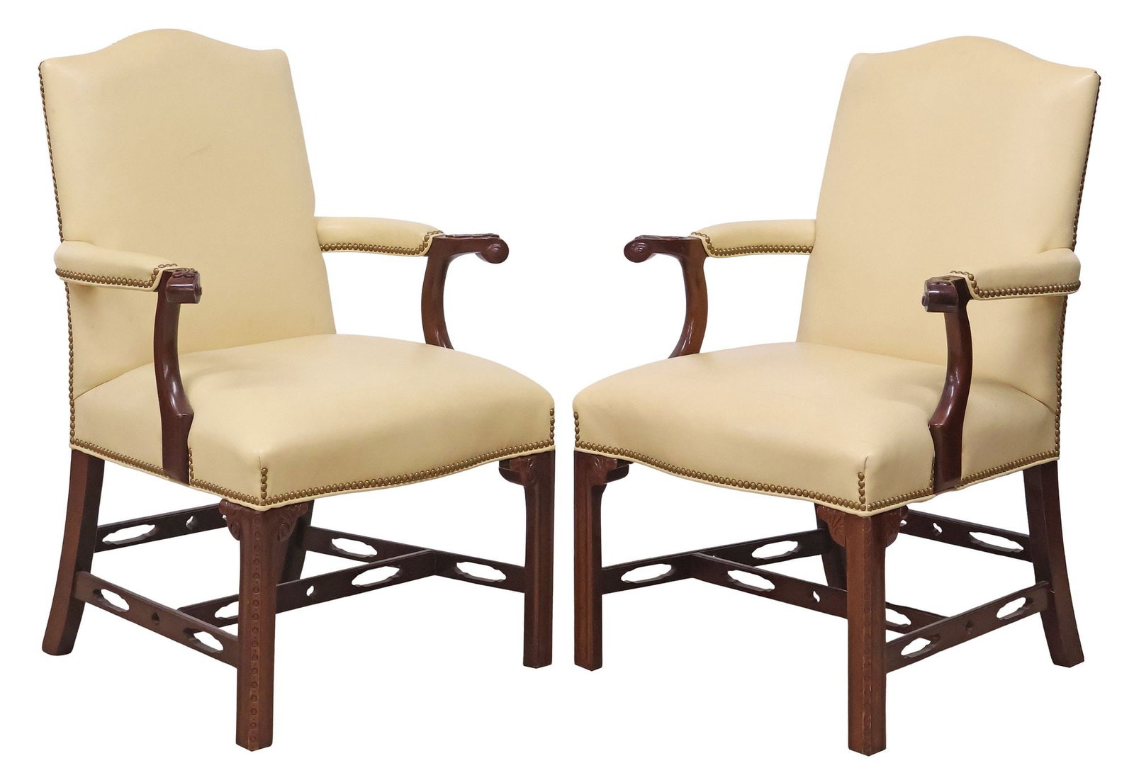 (2) HANCOCK & MOORE GEORGIAN STYLE LEATHER & MAHOGANY ARMCHAIRS (1 of 4)