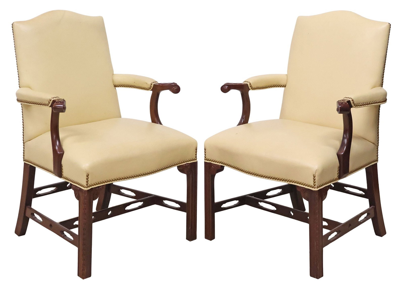 (2) HANCOCK & MOORE GEORGIAN STYLE LEATHER & MAHOGANY ARMCHAIRS (1 of 4)