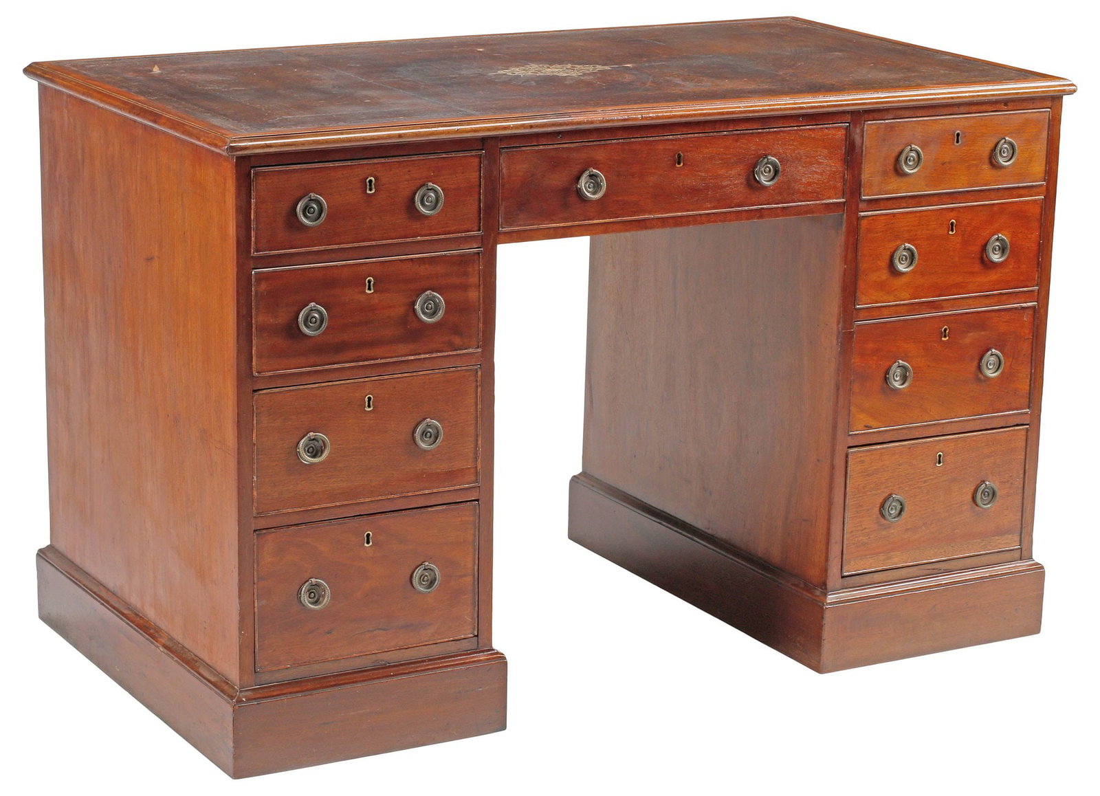 ENGLISH HOLLAND & SONS WILLIAM IV PERIOD LEATHER-TOP MAHOGANY PARTNER'S DESK (1 of 6)