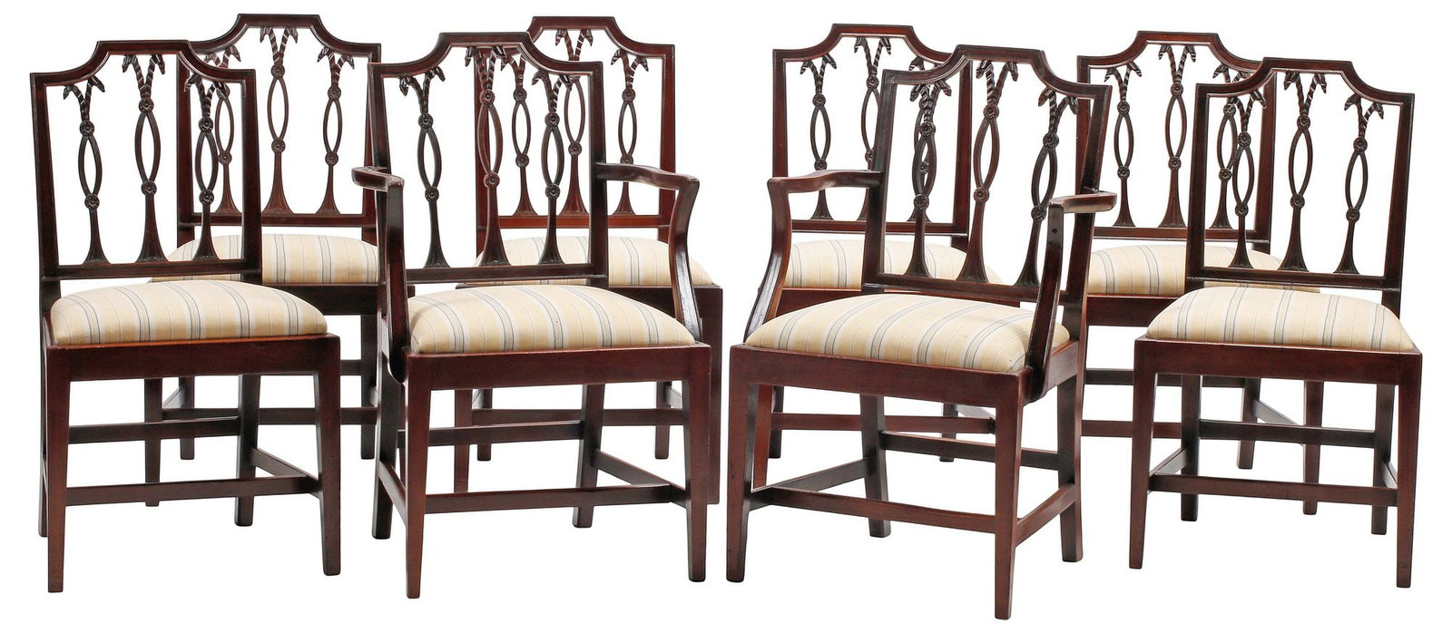 (8) GEORGIAN STYLE CARVED & UPHOLSTERED MAHOGANY DINING CHAIRS (1 of 5)