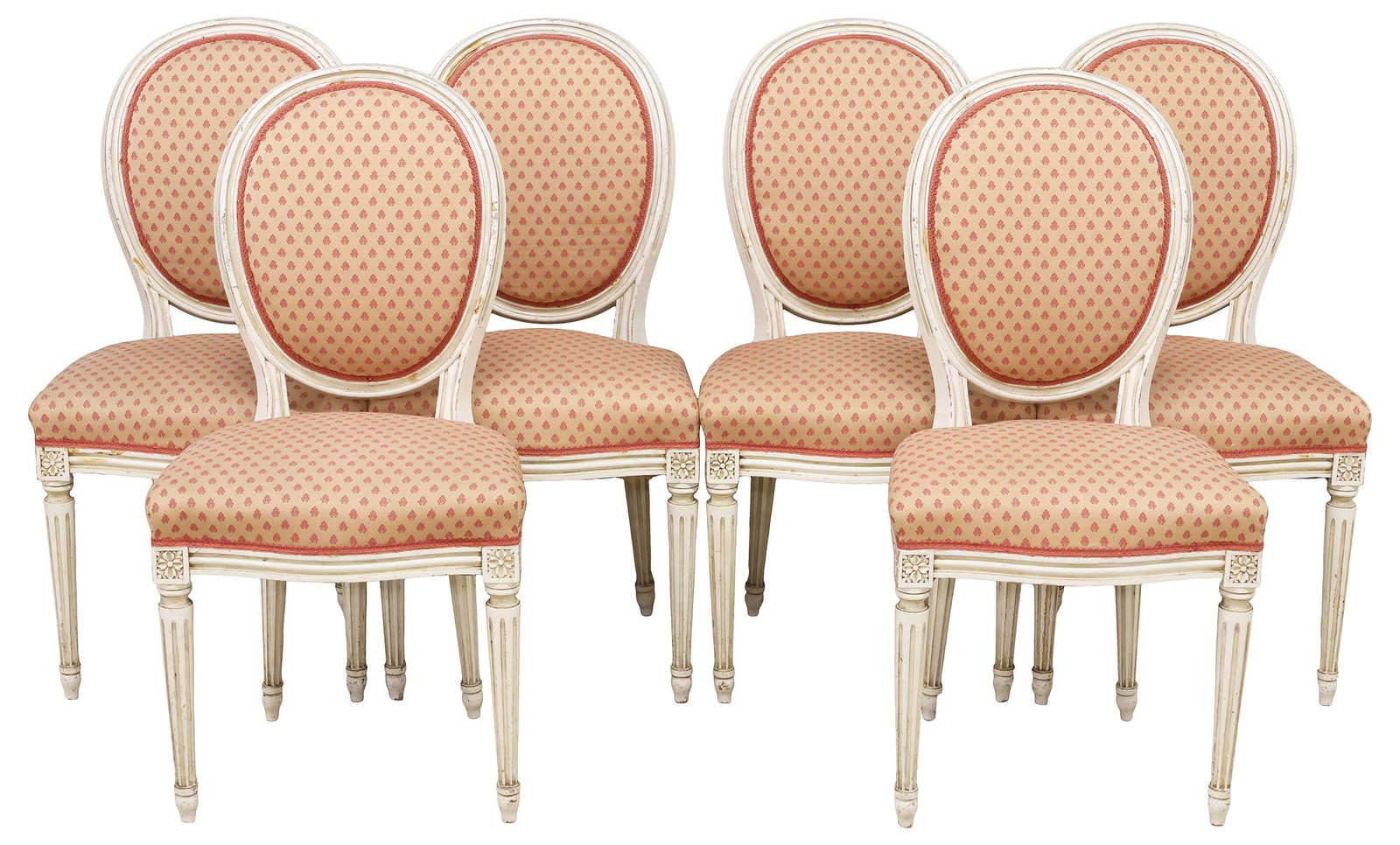 (6) FRENCH LOUIS XVI STYLE PAINTED & UPHOLSTERED DINING CHAIRS (1 of 3)