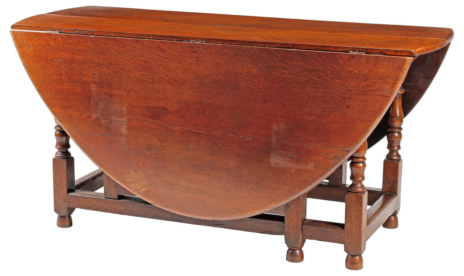 LARGE ENGLISH OAK DROP-LEAF GATE-LEG OVAL DINING TABLE (1 of 5)