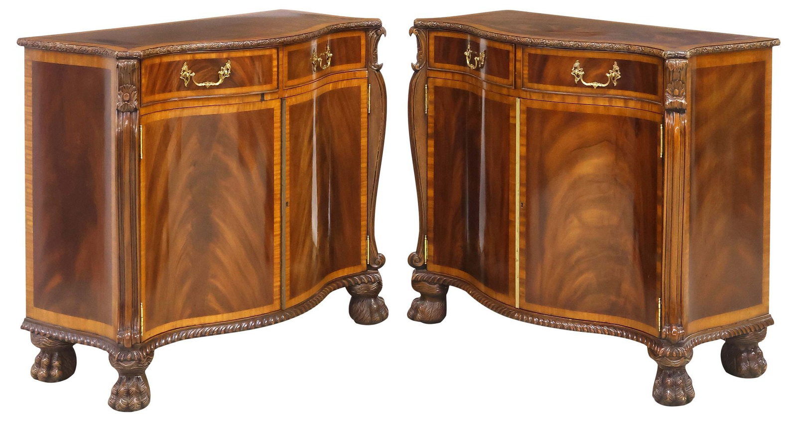 (2) MAITLAND-SMITH GEORGIAN-STYLE FLAME MAHOGANY SERVERS / CABINETS (1 of 8)