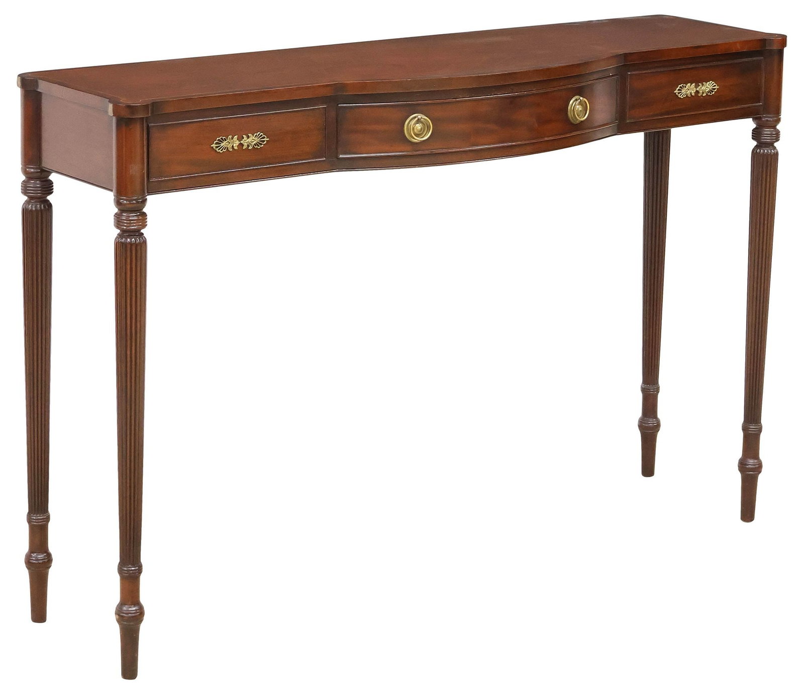 ARTHUR BRETT & SONS (ATTRIB.) REGENCY STYLE INLAID MAHOGANY CONSOLE TABLE (1 of 6)