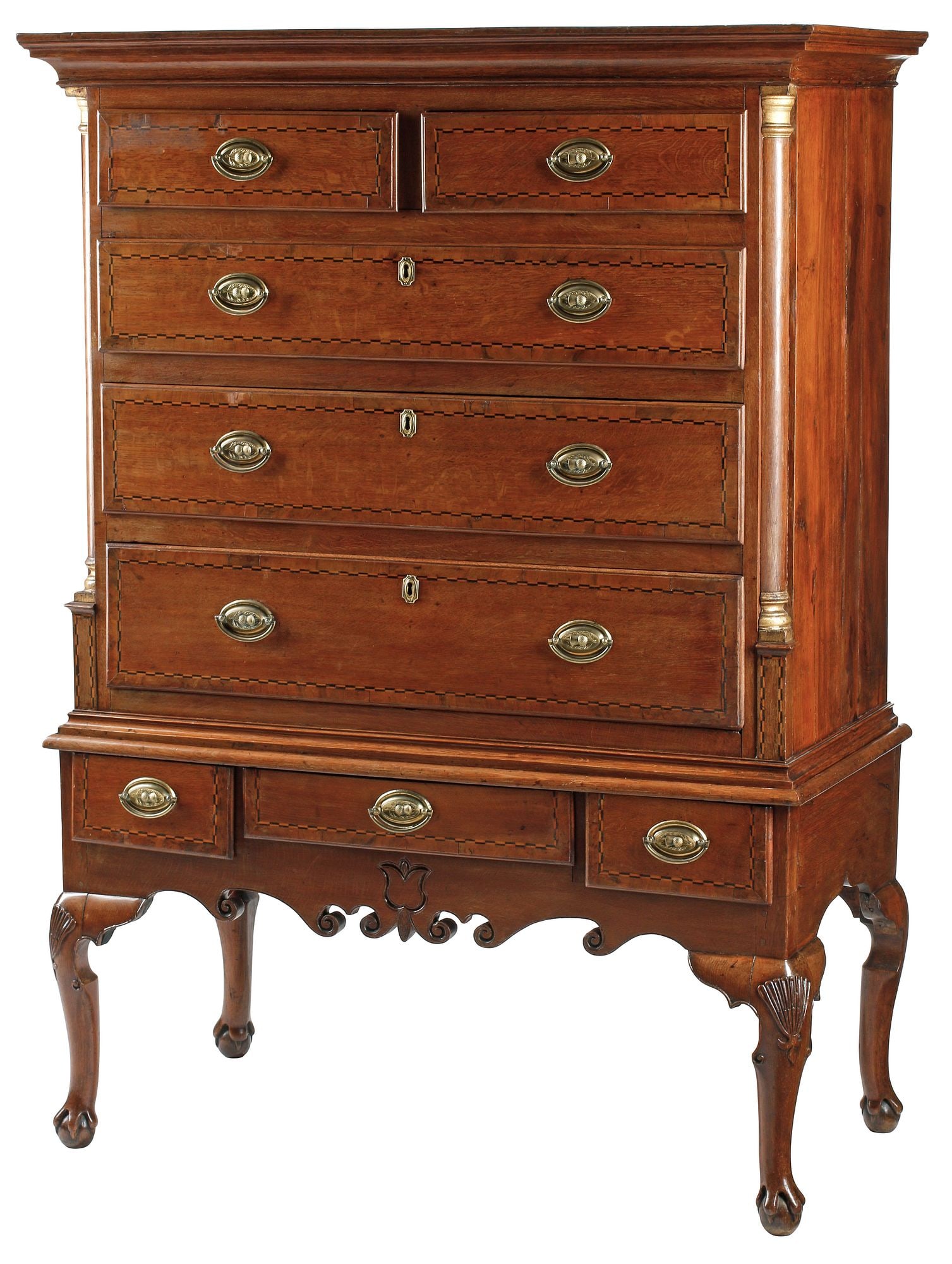 ENGLISH GEORGIAN PERIOD INLAID MAHOGANY CHEST-ON-STAND (1 of 7)