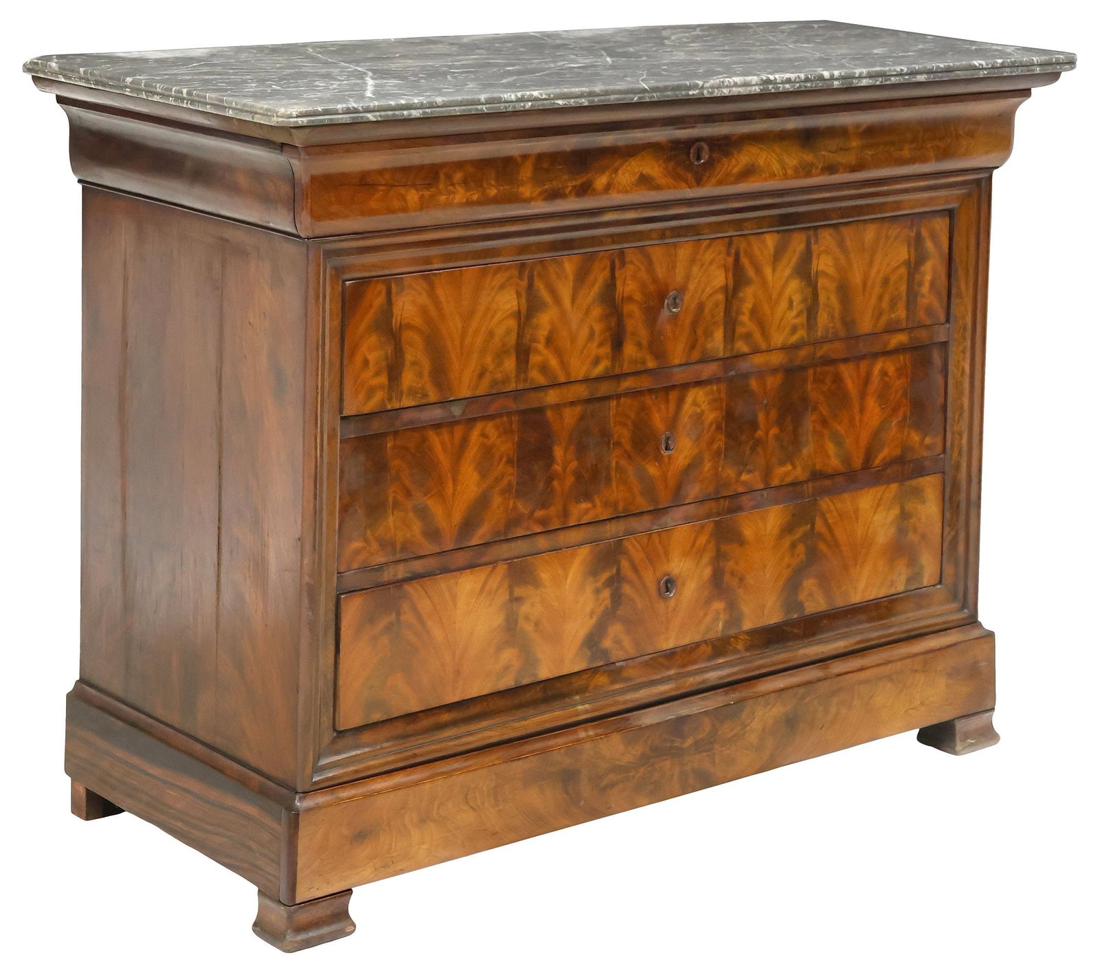 FRENCH LOUIS PHILIPPE PERIOD MARBLE-TOP MAHOGANY 5-DRAWER COMMODE (1 of 6)