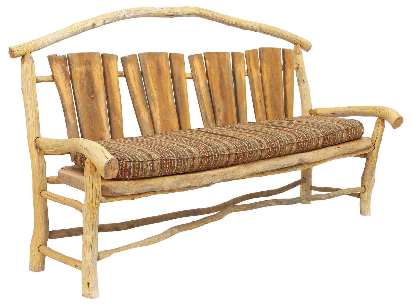 OVERSIZED RUSTIC ADIRONDACK STYLE LOG & SLAB SEAT SOFA / BENCH, 84"L (1 of 5)