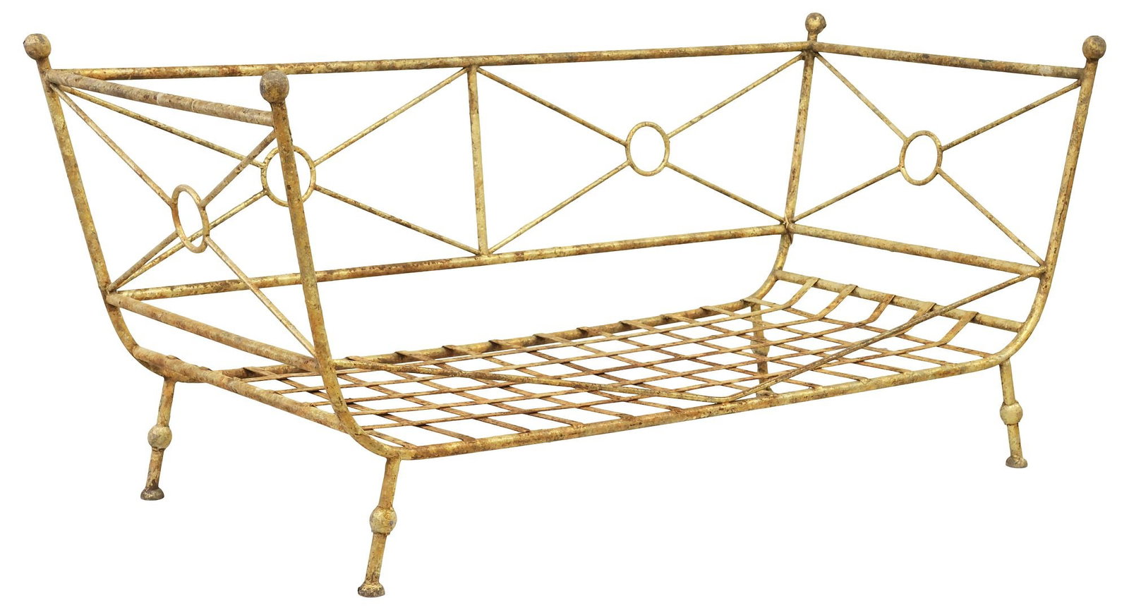 LARGE GILT WROUGHT IRON OUTDOOR PATIO DAYBED (1 of 3)