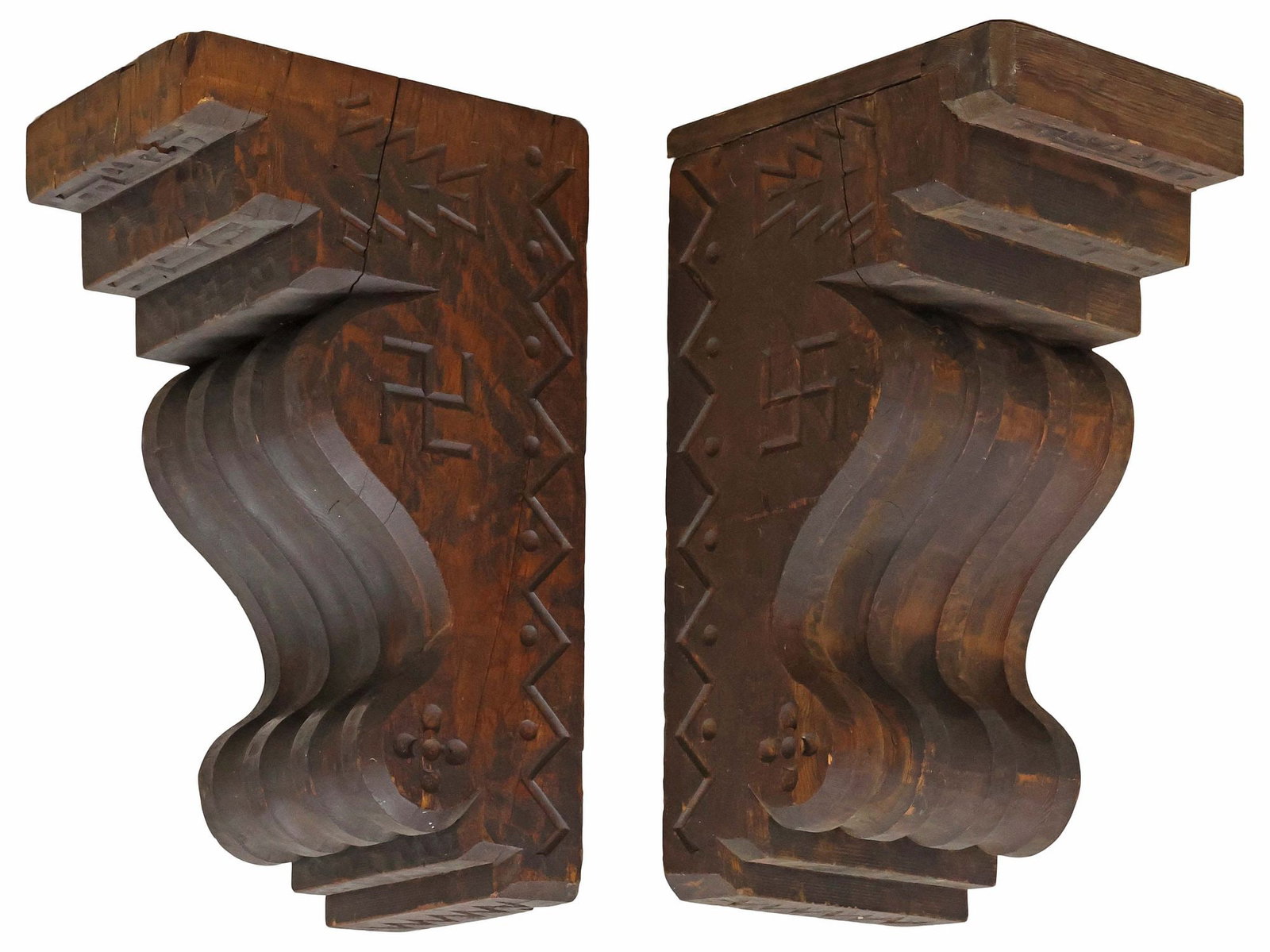 (2) SOUTHWEST STYLE ARCHITECTURAL CARVED CORBELS / WALL BRACKETS (1 of 6)