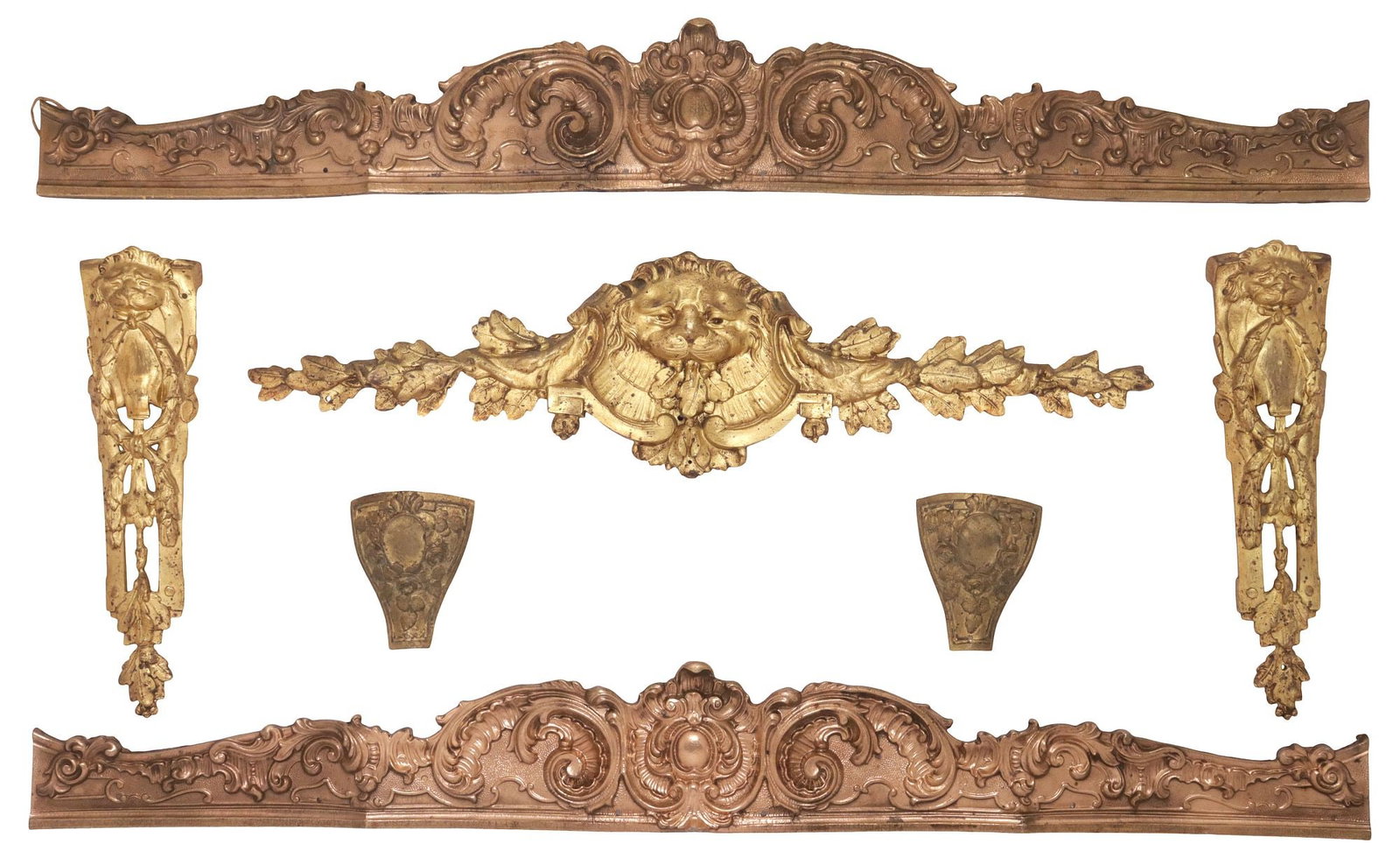 (7) NEOCLASSICAL STYLE ARCHITECTURAL GILT-METAL FURNITURE MOUNTS (1 of 6)