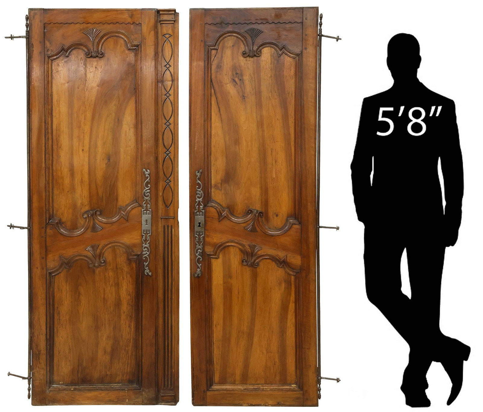 (2) FRENCH PROVINCIAL ARCHITECTURAL CARVED WALNUT DOORS (1 of 5)