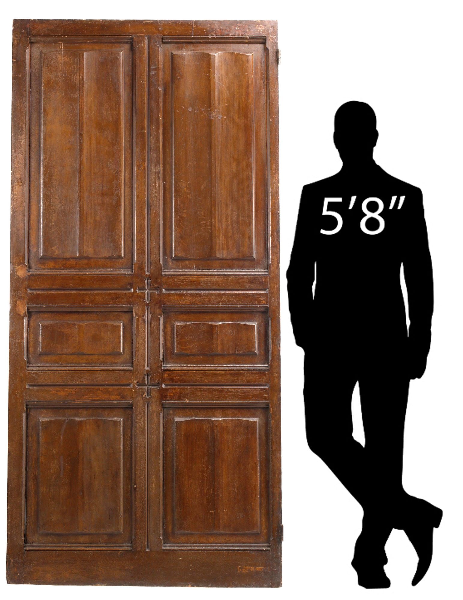 LARGE GOTHIC STYLE CARVED WALNUT LINENFOLD ARCHITECTURAL DOOR, 89"H (1 of 5)
