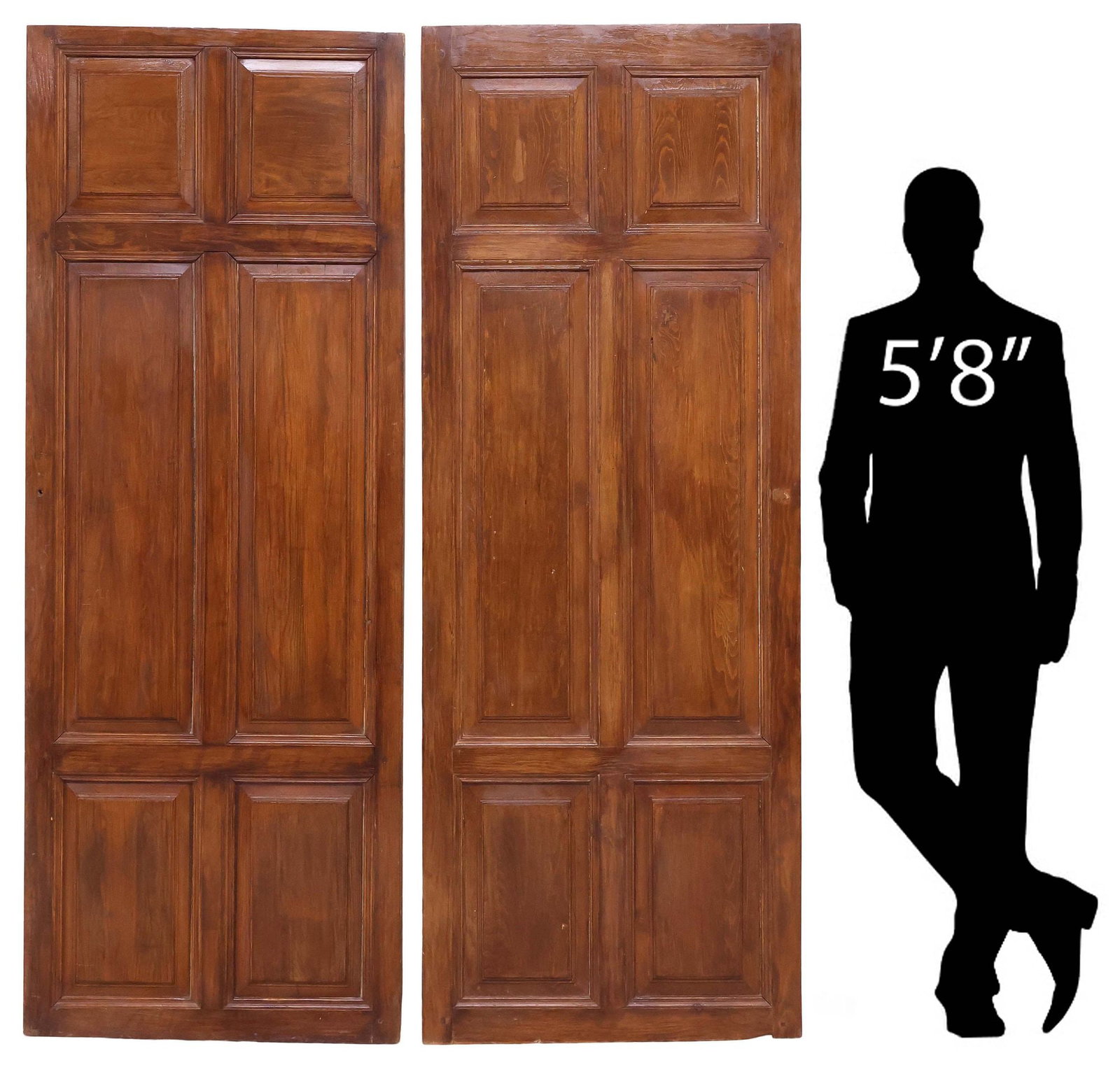 (2) ARCHITECTURAL STAINED PINE THREE-PANEL DOORS, 81.5"H (1 of 3)