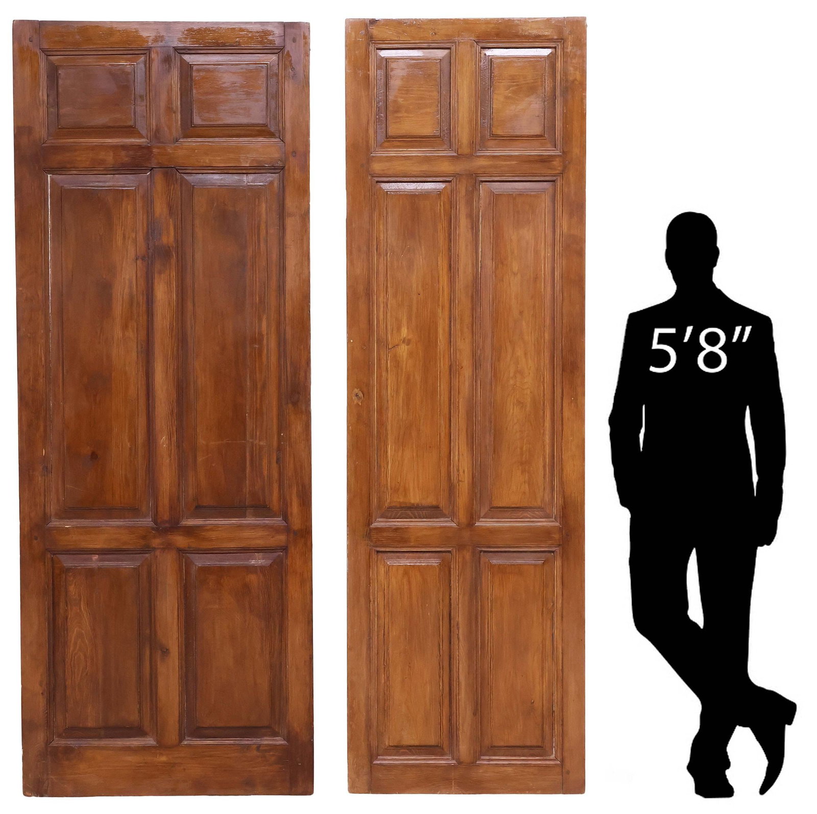 (2) ARCHITECTURAL STAINED PINE THREE-PANEL DOORS, 91"H (1 of 3)