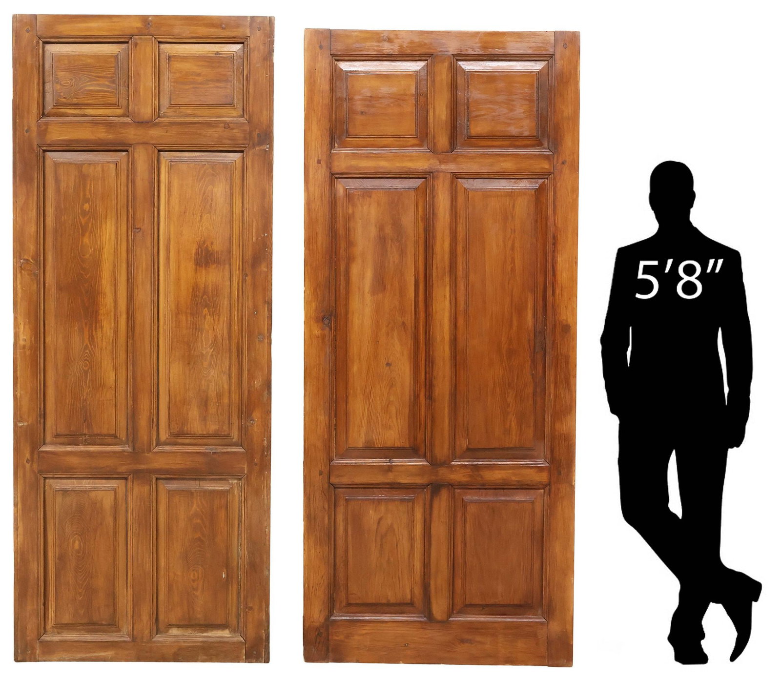 (2) ARCHITECTURAL STAINED PINE THREE-PANEL DOORS, 86.5"H (1 of 3)