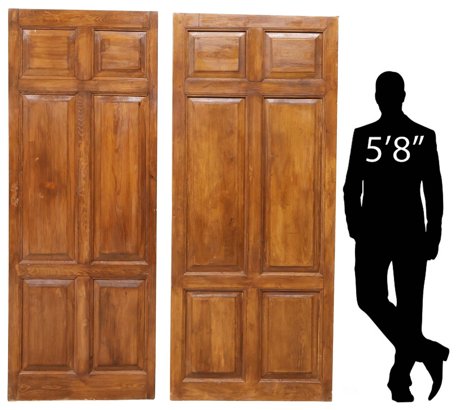 (2) ARCHITECTURAL STAINED PINE THREE-PANEL DOORS, 86"H (1 of 3)