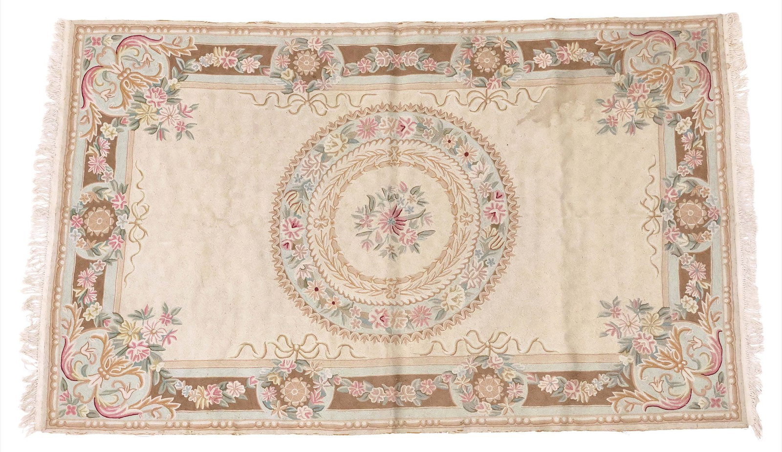 C.M. HADOW & CO. AUBUSSON STYLE CHAIN-STITCHED RUG, INDIA, 6'6" X 4' (1 of 4)