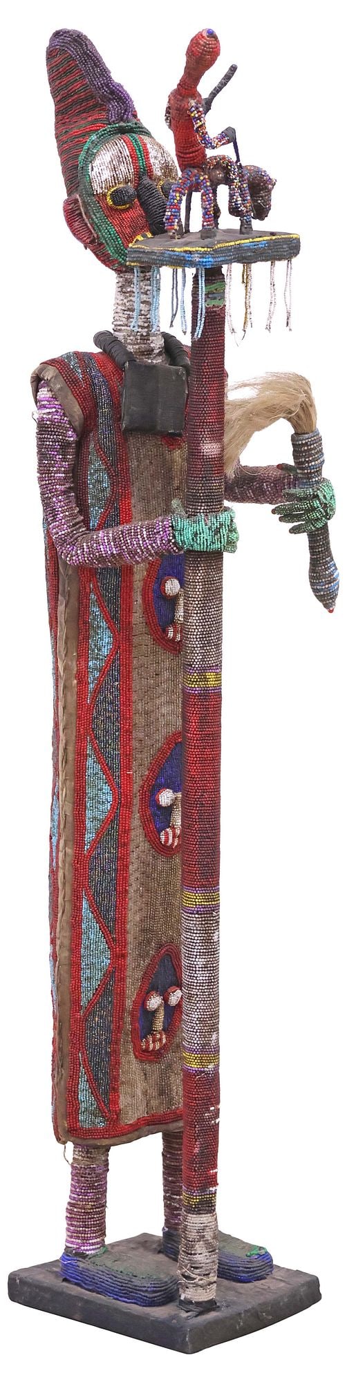 LARGE WEST AFRICAN YORUBA BEADED FIGURE, NIGERIA, 49"H (1 of 5)