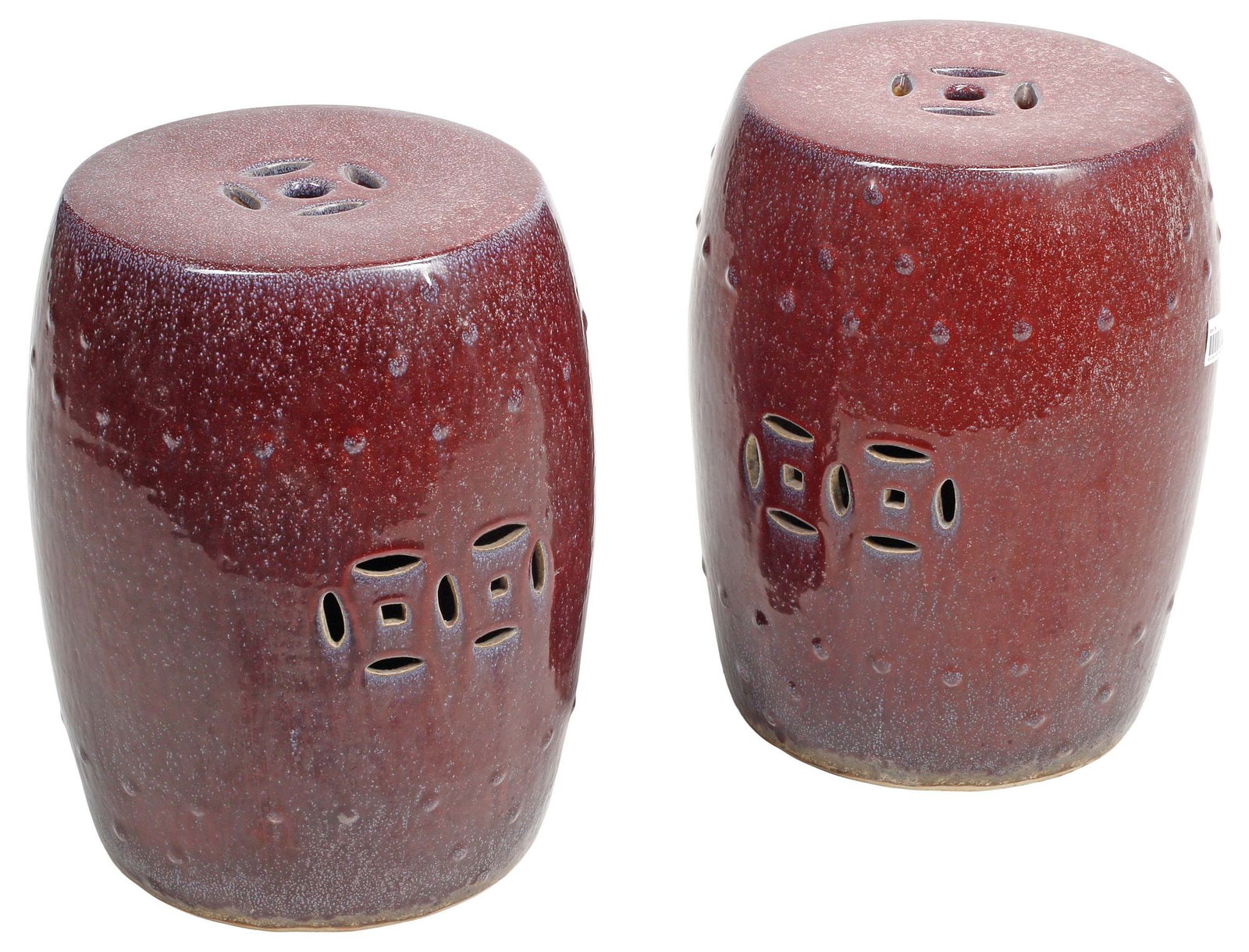 (2) CHINESE FLAMBE-GLAZE PORCELAIN GARDEN SEATS (1 of 4)