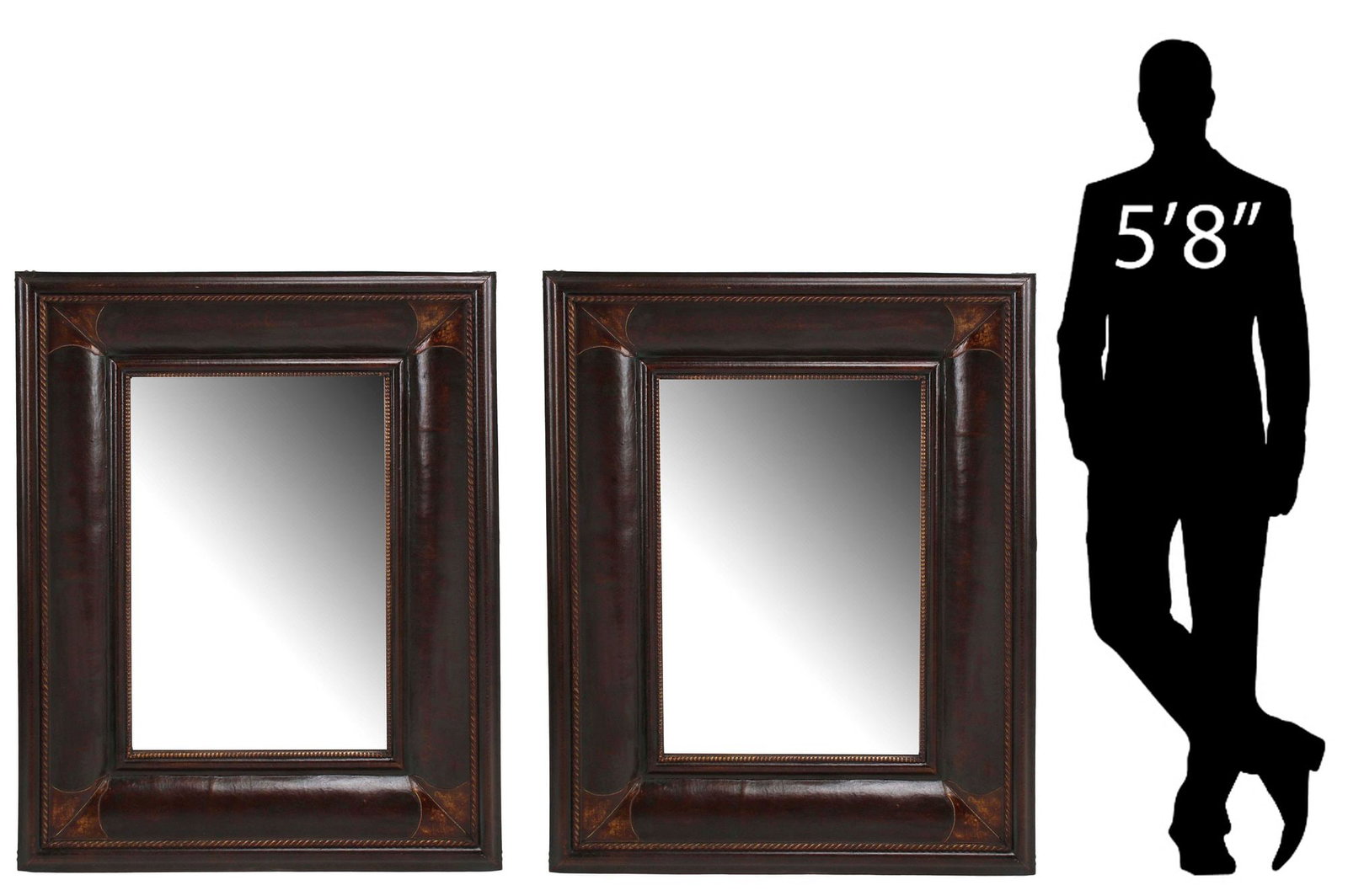 (2) PORTUGUESE STYLE RECTANGULAR WALL MIRRORS, 46"H (1 of 5)