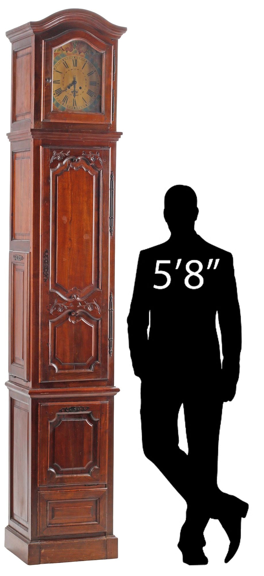 FRENCH PROVINCIAL MORBIER LONGCASE CLOCK WITH HINGED SIDE PANELS (1 of 8)