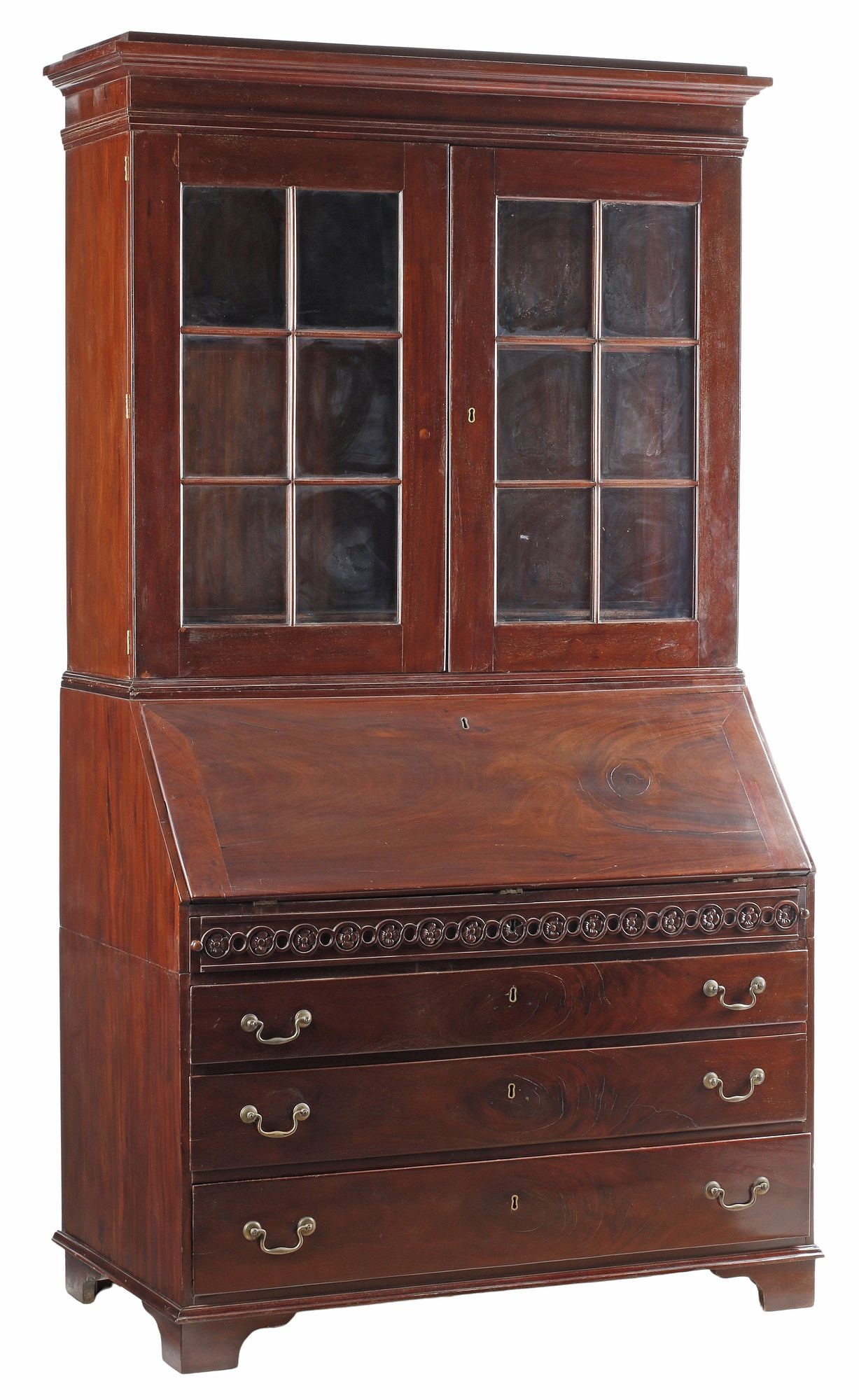 GEORGIAN PERIOD MAHOGANY SLANT-FRONT SECRETARY BOOKCASE (1 of 7)