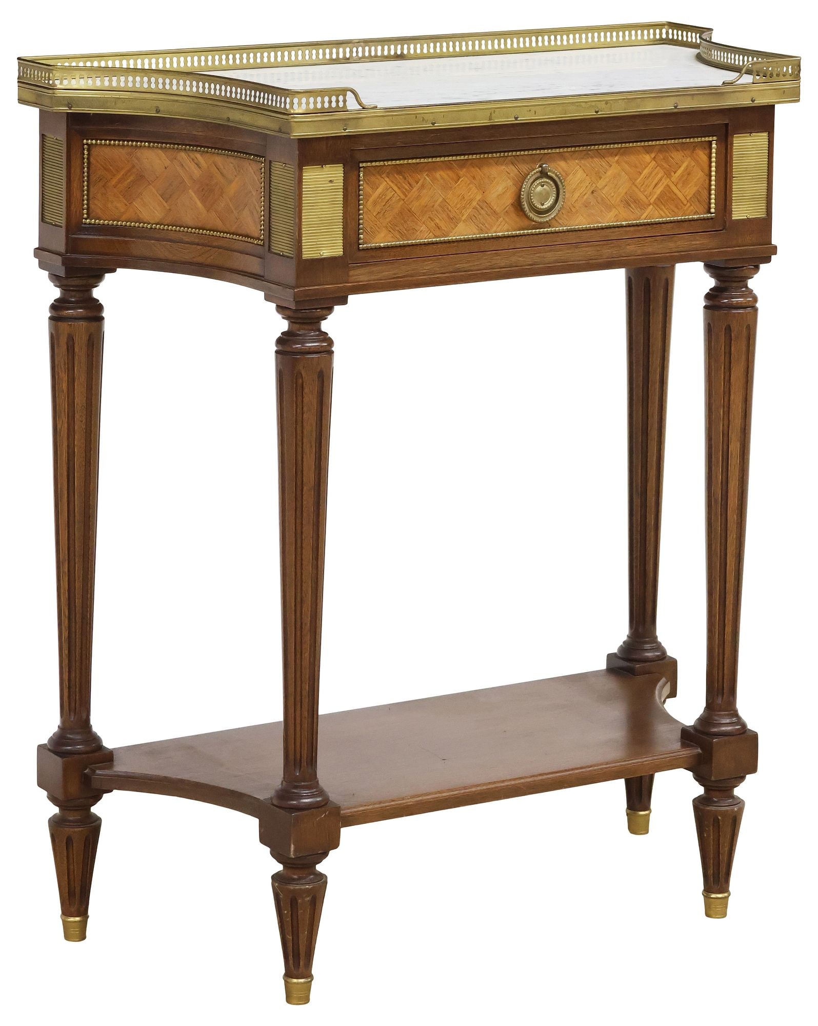 FRENCH LOUIS XVI STYLE MARBLE-TOP MAHOGANY SIDE TABLE (1 of 5)