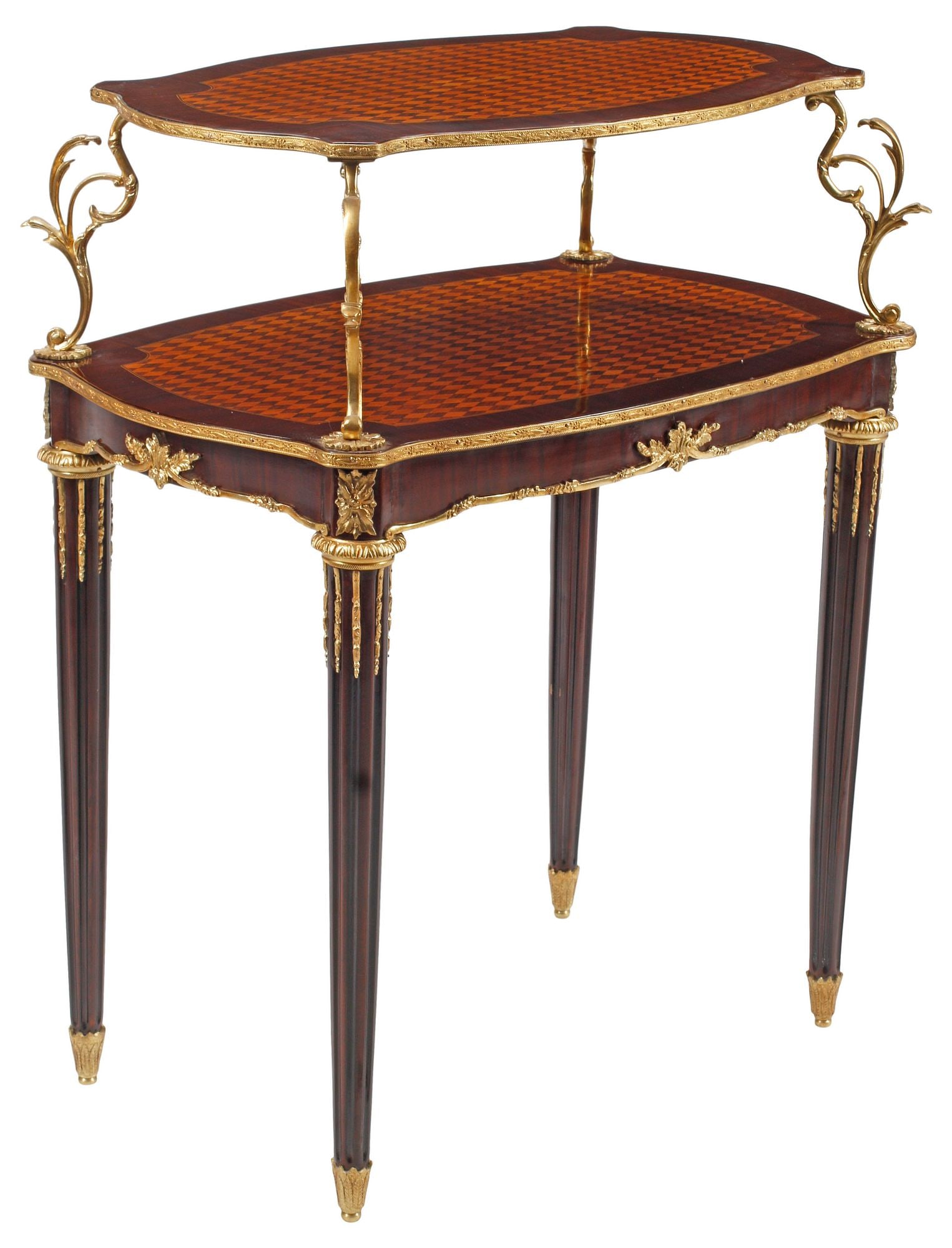 LOUIS XVI STYLE ORMOLU-MOUNTED PARQUETRY TIERED TEA TABLE (1 of 5)