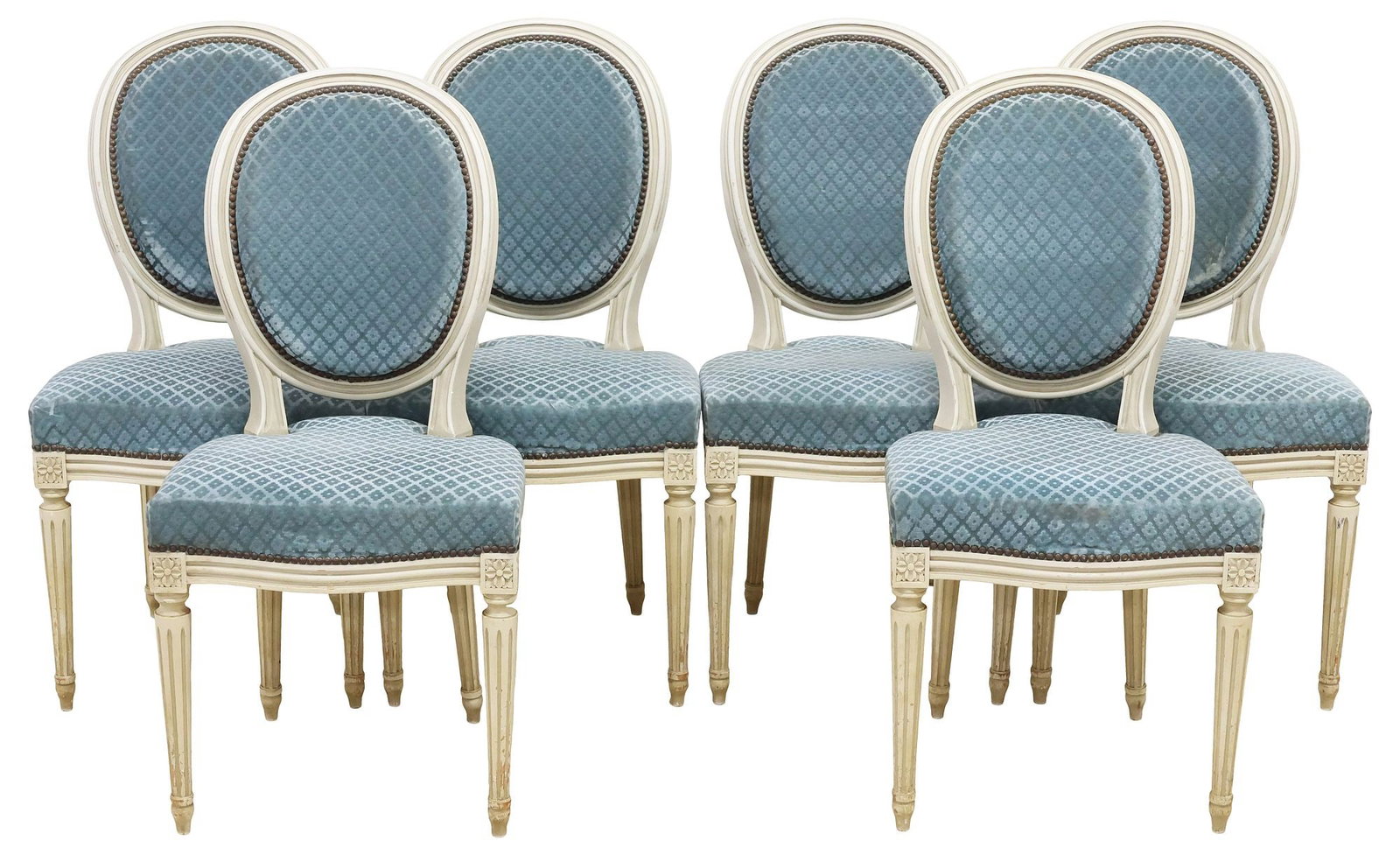 (6) FRENCH LOUIS XVI STYLE PAINTED & UPHOLSTERED DINING CHAIRS (1 of 3)
