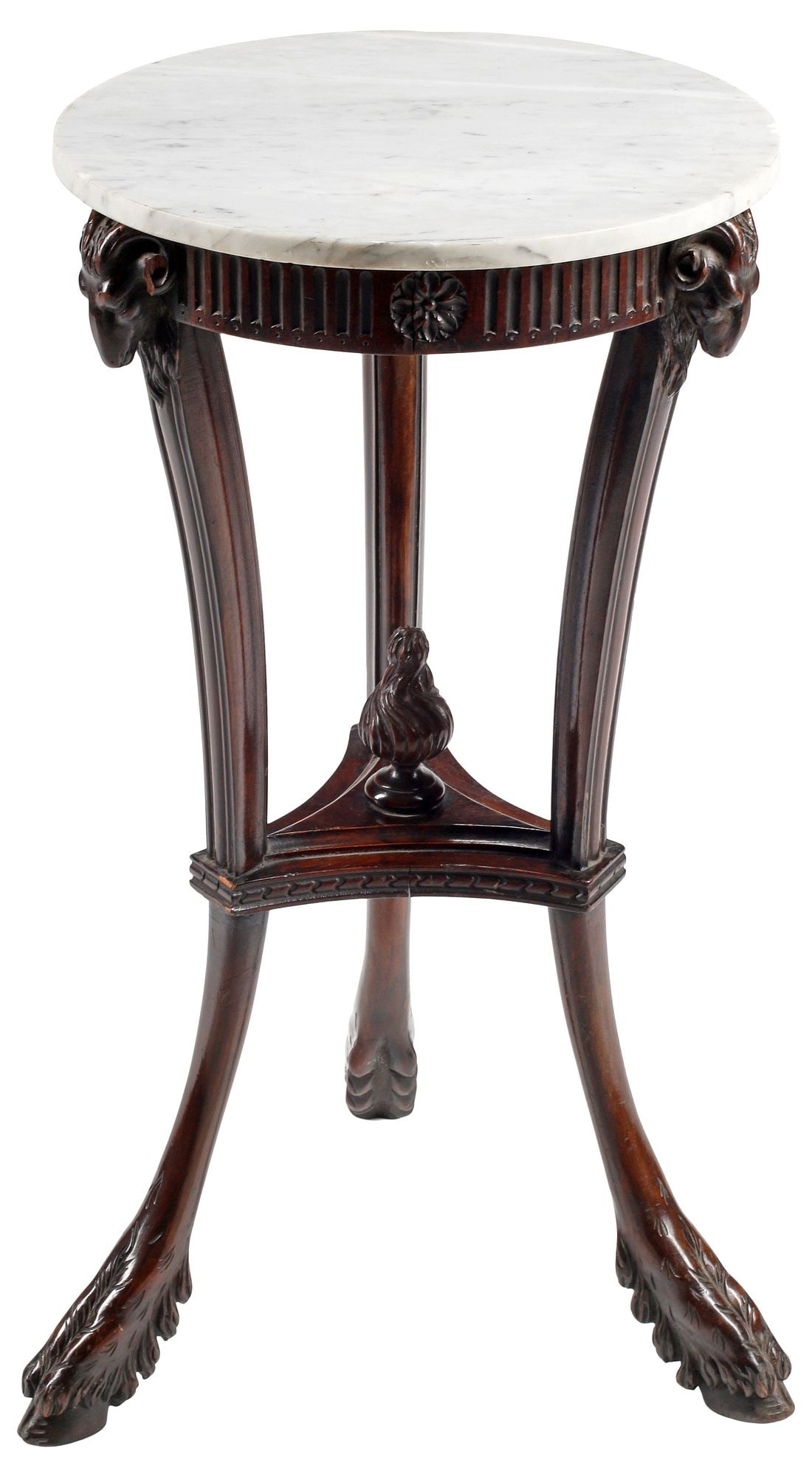 NEOCLASSICAL STYLE MARBLE-TOP MAHOGANY TRIPOD PEDESTAL / SIDE TABLE (1 of 5)