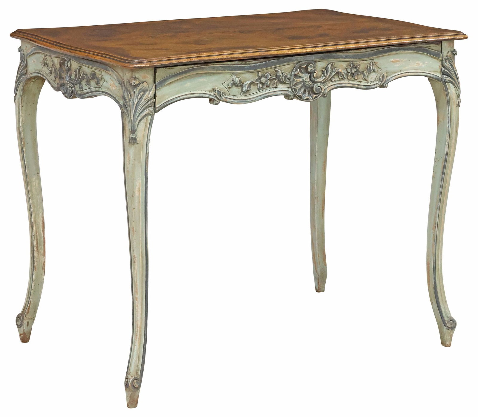 LOUIS XV STYLE PAINT-DECORATED WALNUT SALON TABLE (1 of 5)