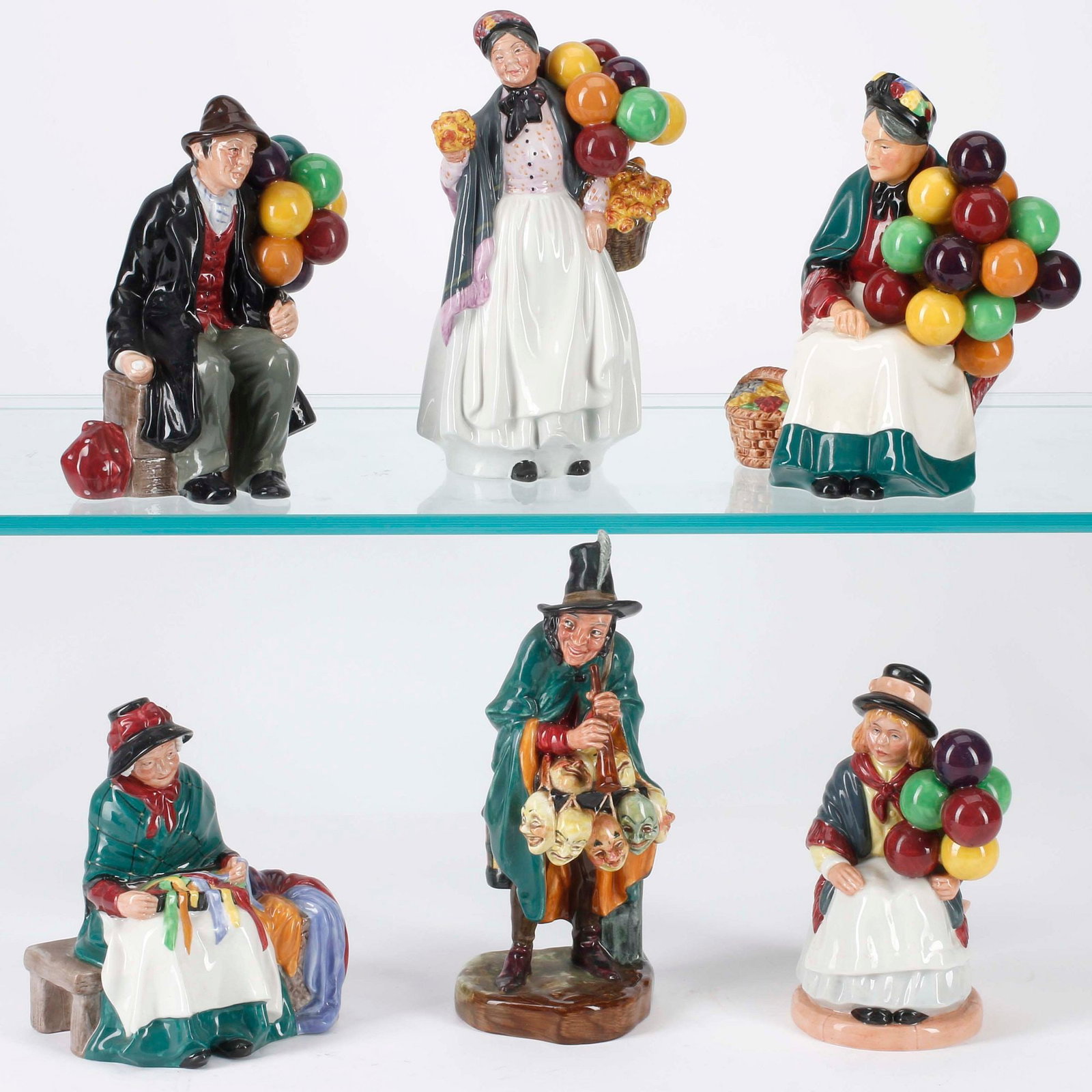 (6) ENGLISH ROYAL DOULTON PORCELAIN FIGURES, BALLOON SELLERS & STREET VENDORS (1 of 8)