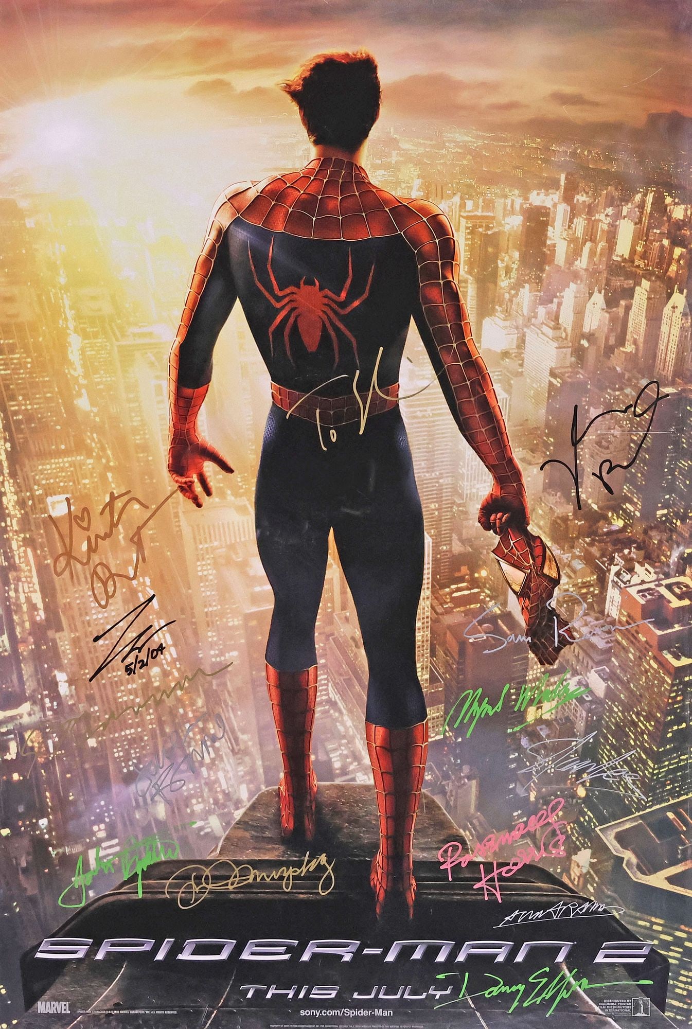 FRAMED 'SPIDERMAN 2' AUTOGRAPHED MOVIE POSTER WITH COA (1 of 8)