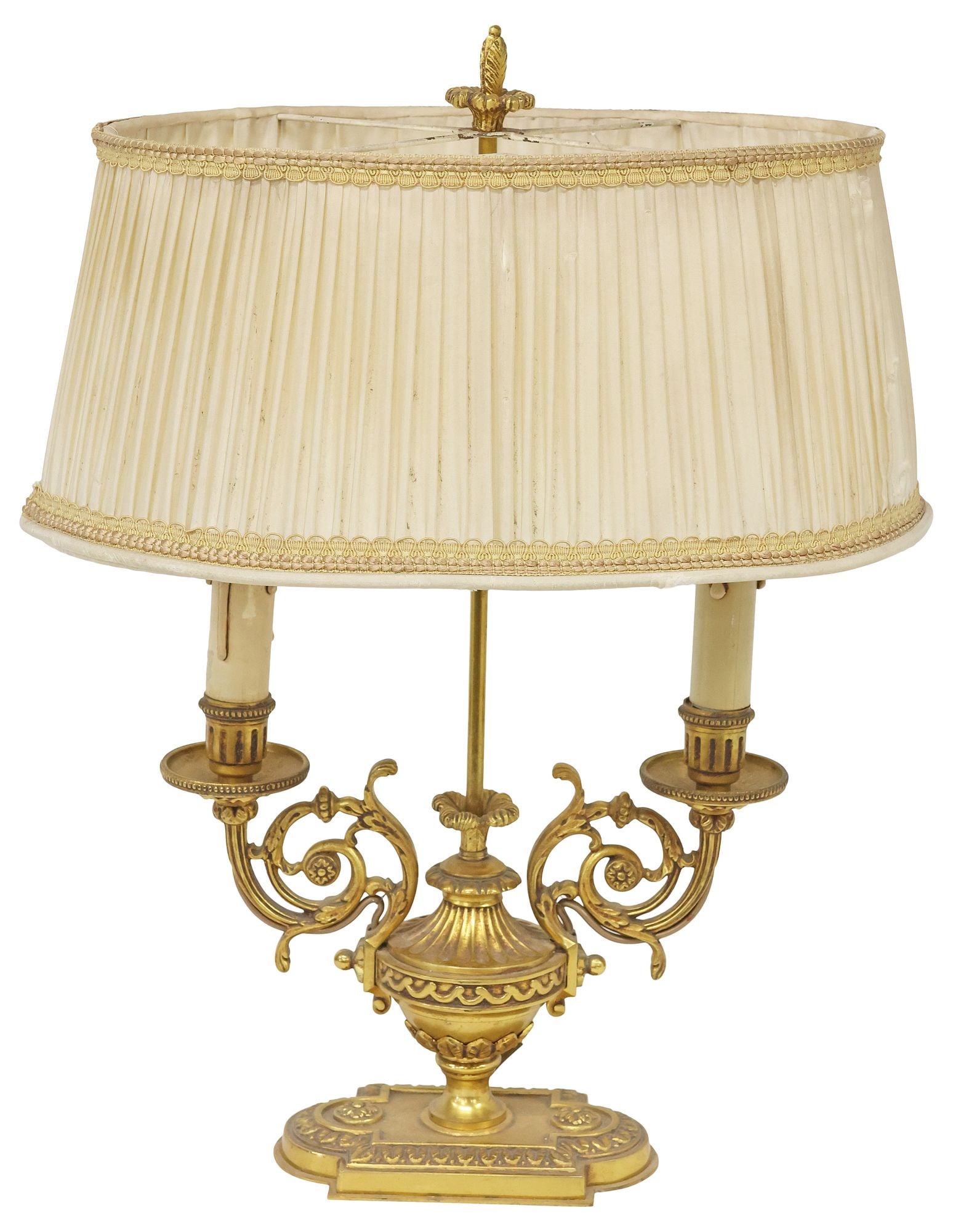 FRENCH GILT-METAL URN-FORM 2-LIGHT TABLE LAMP (1 of 4)