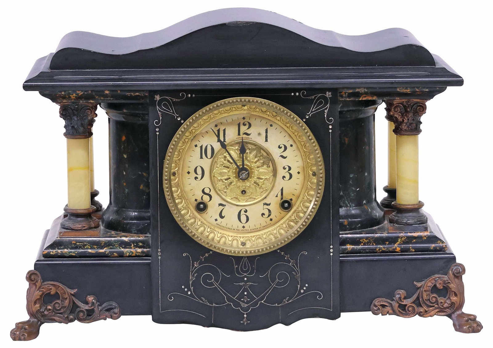 AMERICAN SETH THOMAS 'ADAMANTINE' ARCHITECTURAL MANTEL SHELF CLOCK (1 of 8)