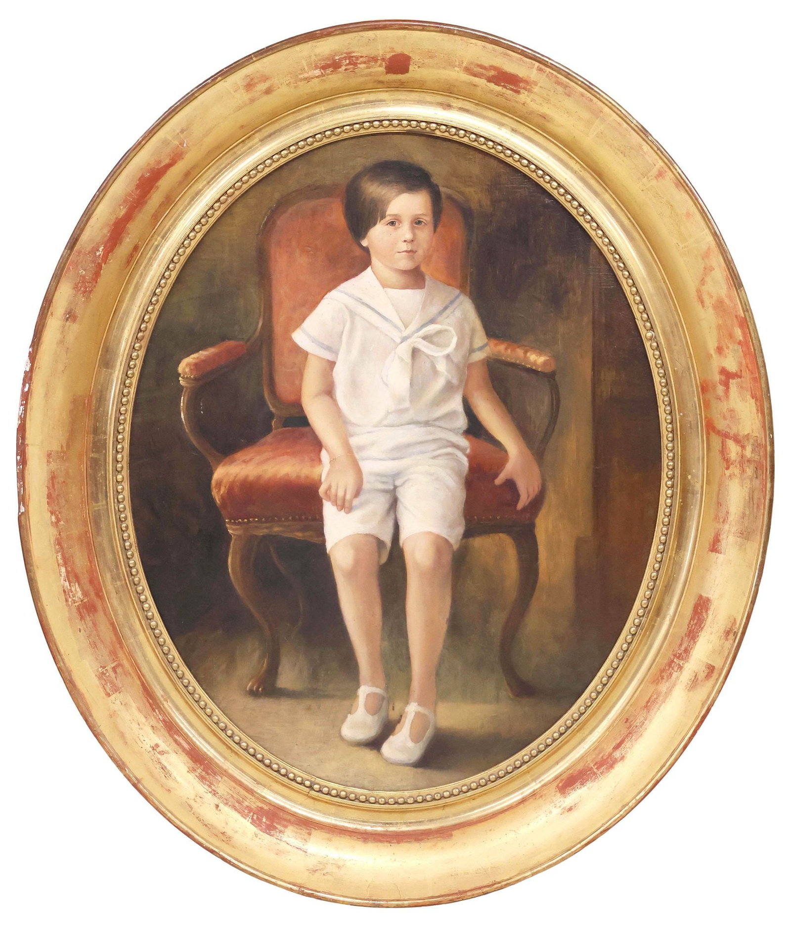FRAMED FRENCH SCHOOL OIL PAINTING, PORTRAIT OF A YOUNG BOY (1 of 2)