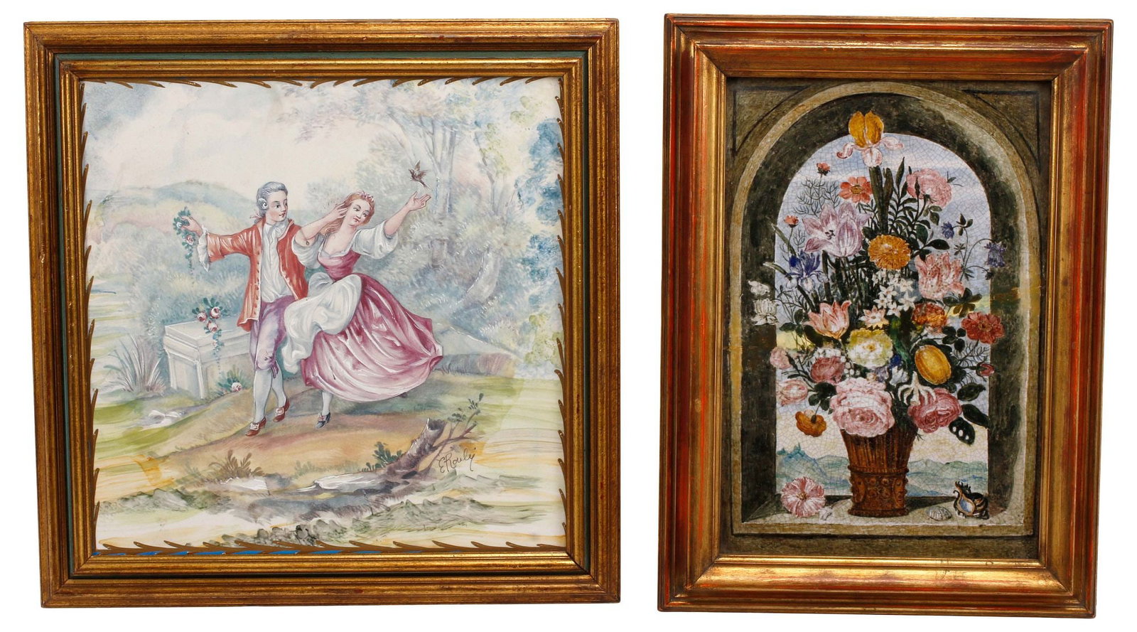 FRAMED PORCELAIN PLAQUES, 1 AFTER AMBROSIUS BOSSCHAERT THE ELDER (D. 1621) (1 of 4)